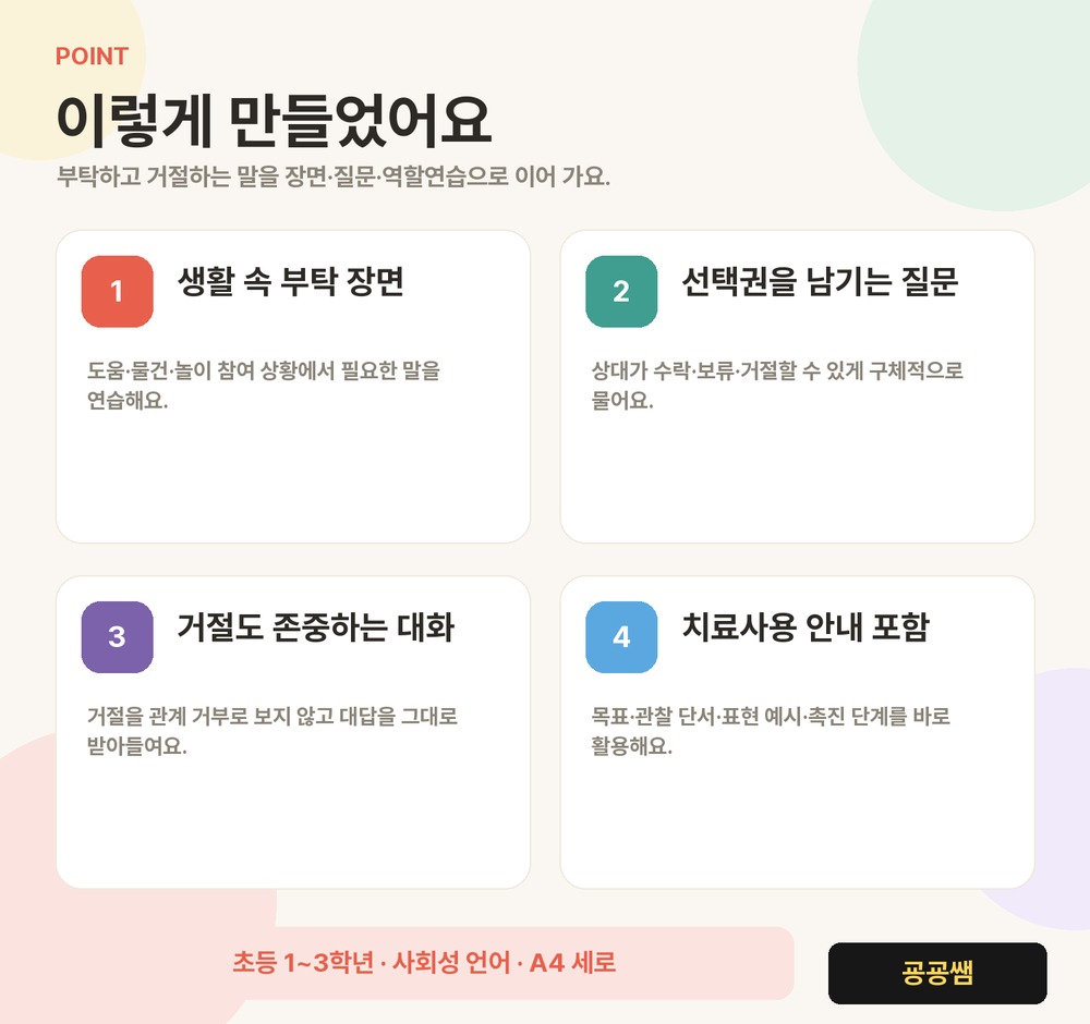 마음잇기 말놀이 4권 | 부탁하고 거절하는 말 (부탁·거절 6장면) [굥굥쌤]