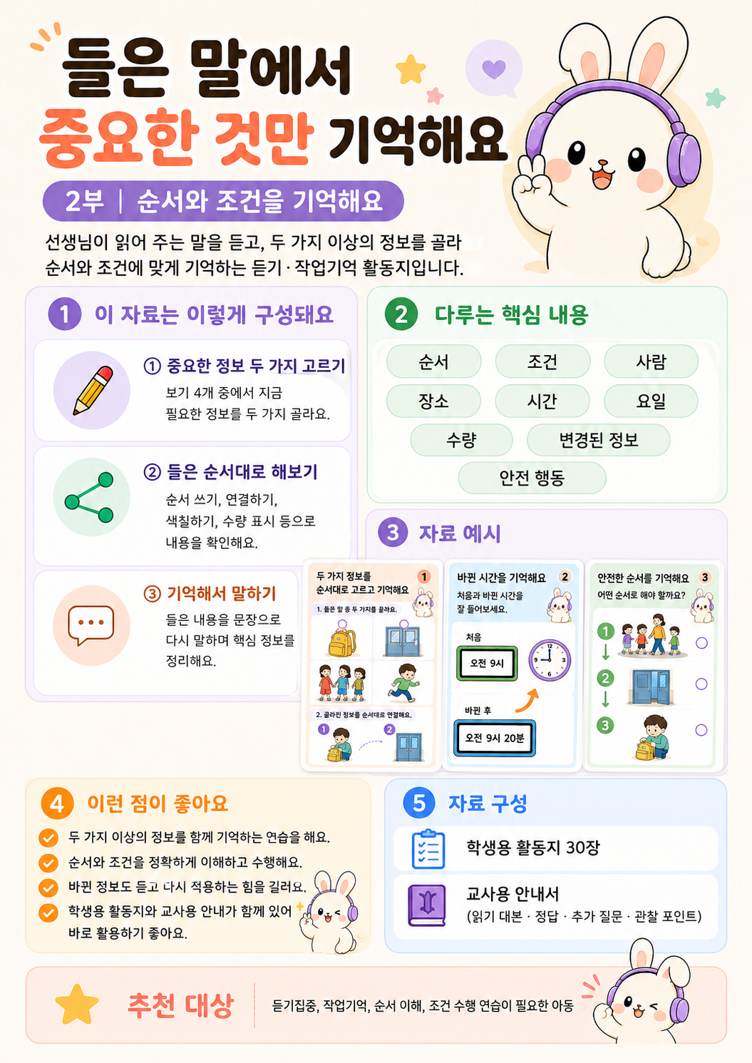 들은 말에서 중요한 것만 기억해요2부 순서와 조건을 기억해요 (애플파파)