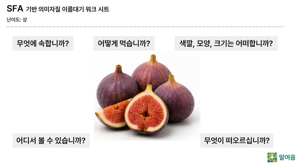 의미자질 이름대기 중재(SFA) 워크시트 [말여음]
