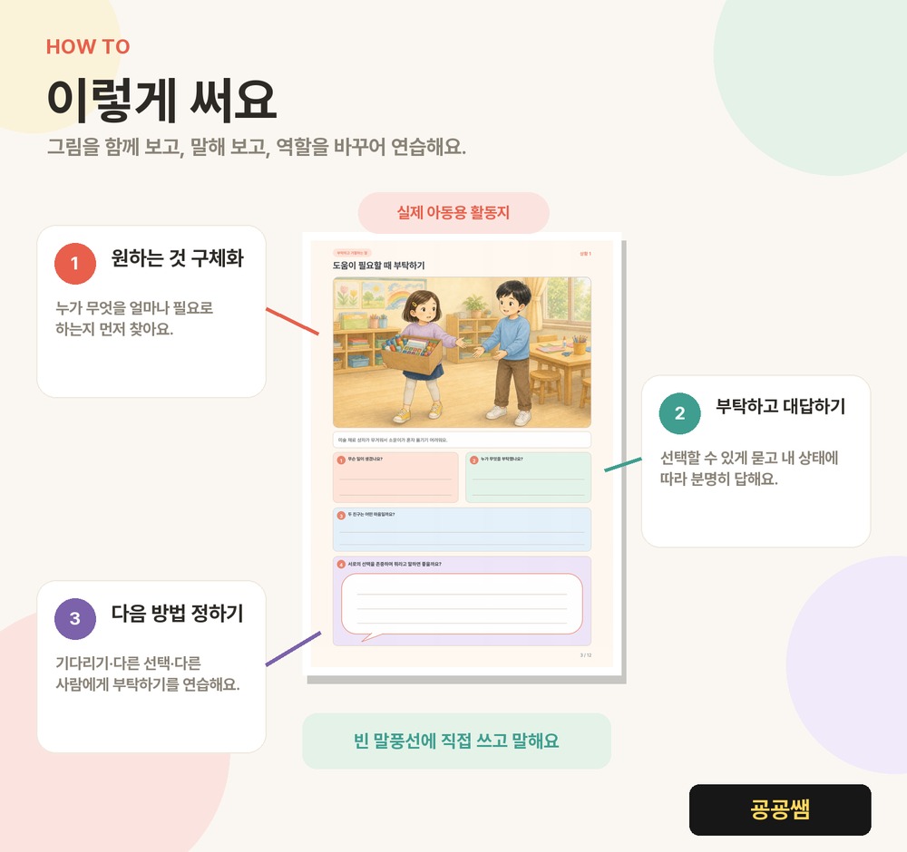 마음잇기 말놀이 4권 | 부탁하고 거절하는 말 (부탁·거절 6장면) [굥굥쌤]