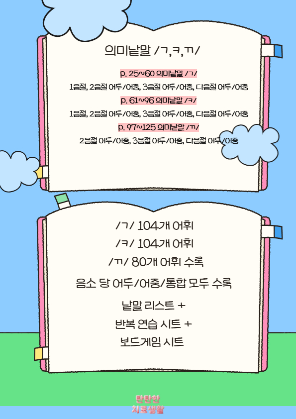 연구개음 ㄱ,ㅋ,ㄲ 조음연습_구강운동, 무의미음절, 의미낱말 [탄탄한 치료생활]