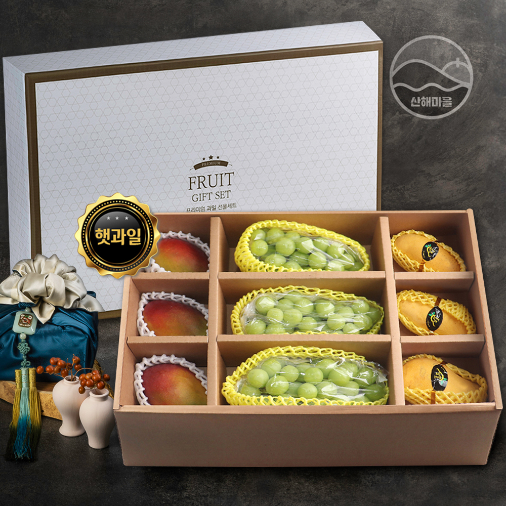 산해마을 애플망고 골드망고 샤인머스캣 선물세트 9수 4.6kg내외