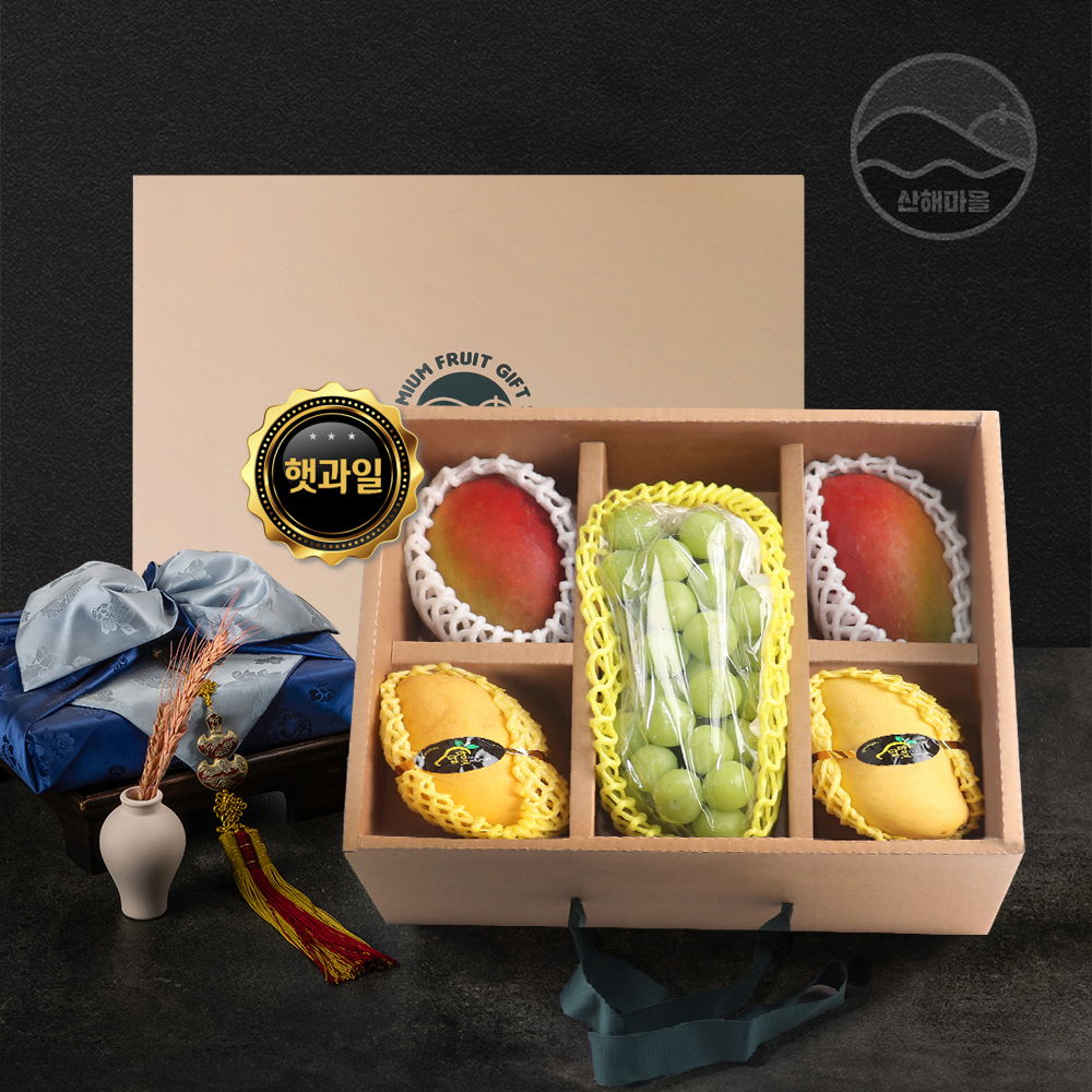 산해마을 애플망고 골드망고 샤인머스캣 선물세트 5수 2.4kg내외