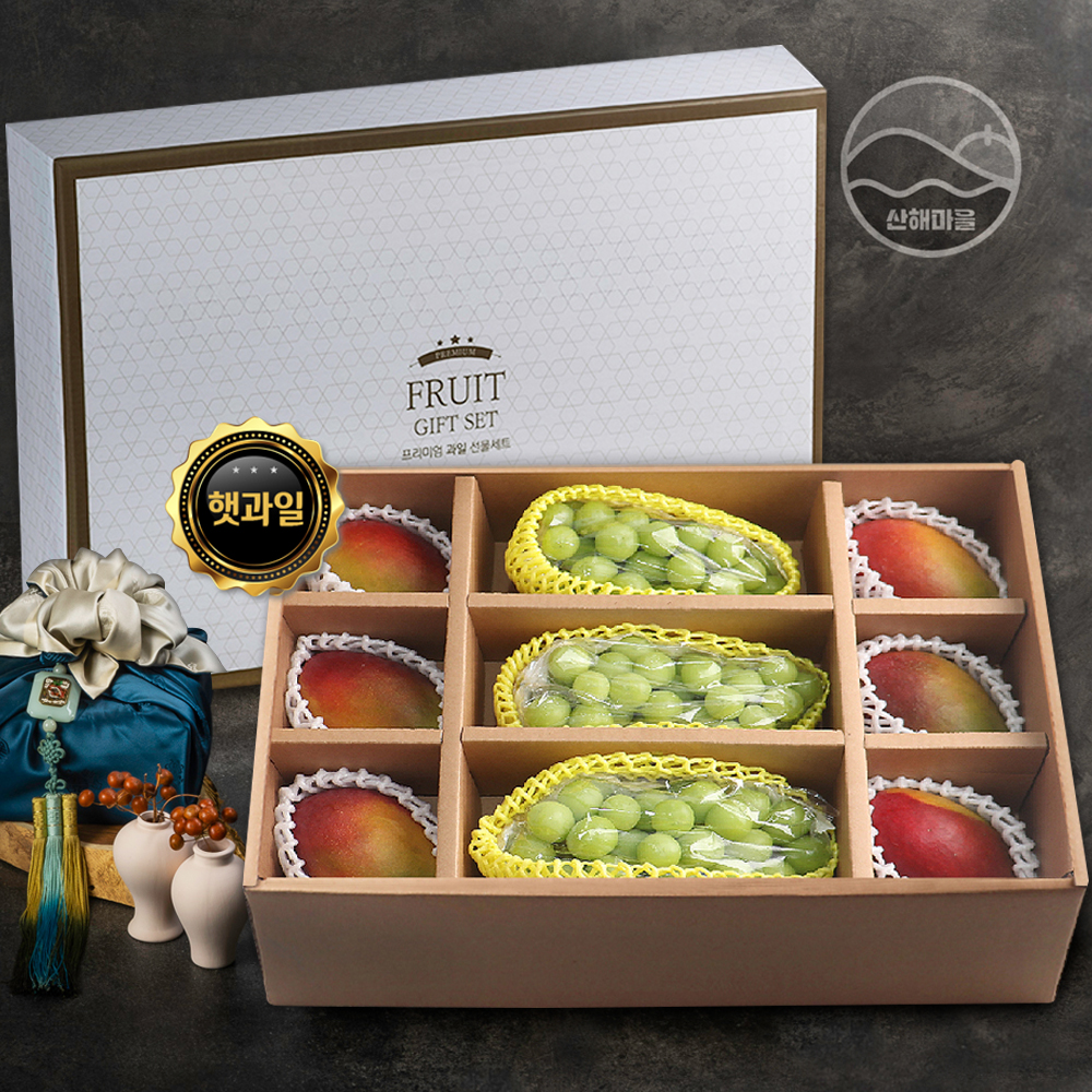 산해마을 애플망고 샤인머스캣 선물세트 9수 4.5kg내외