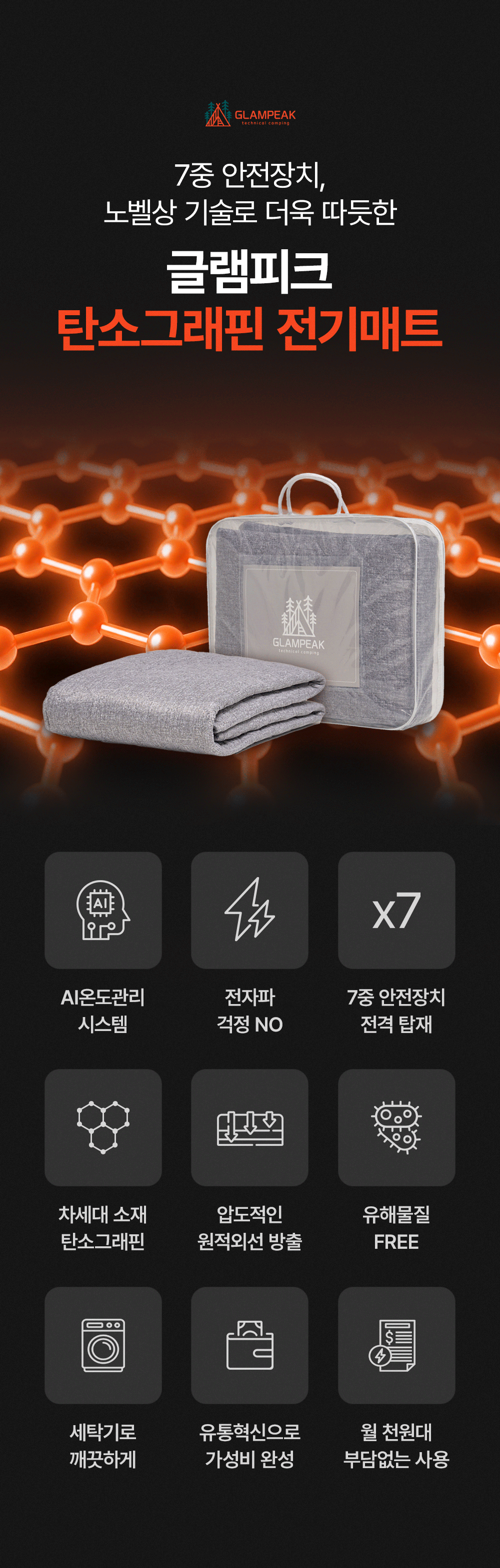[N쇼핑 1위] AI 온도관리 탄소 그래핀 전기매트(미니싱글, 싱글, 퀸, 세탁가능, 캠핑&집 겸용, 국산)