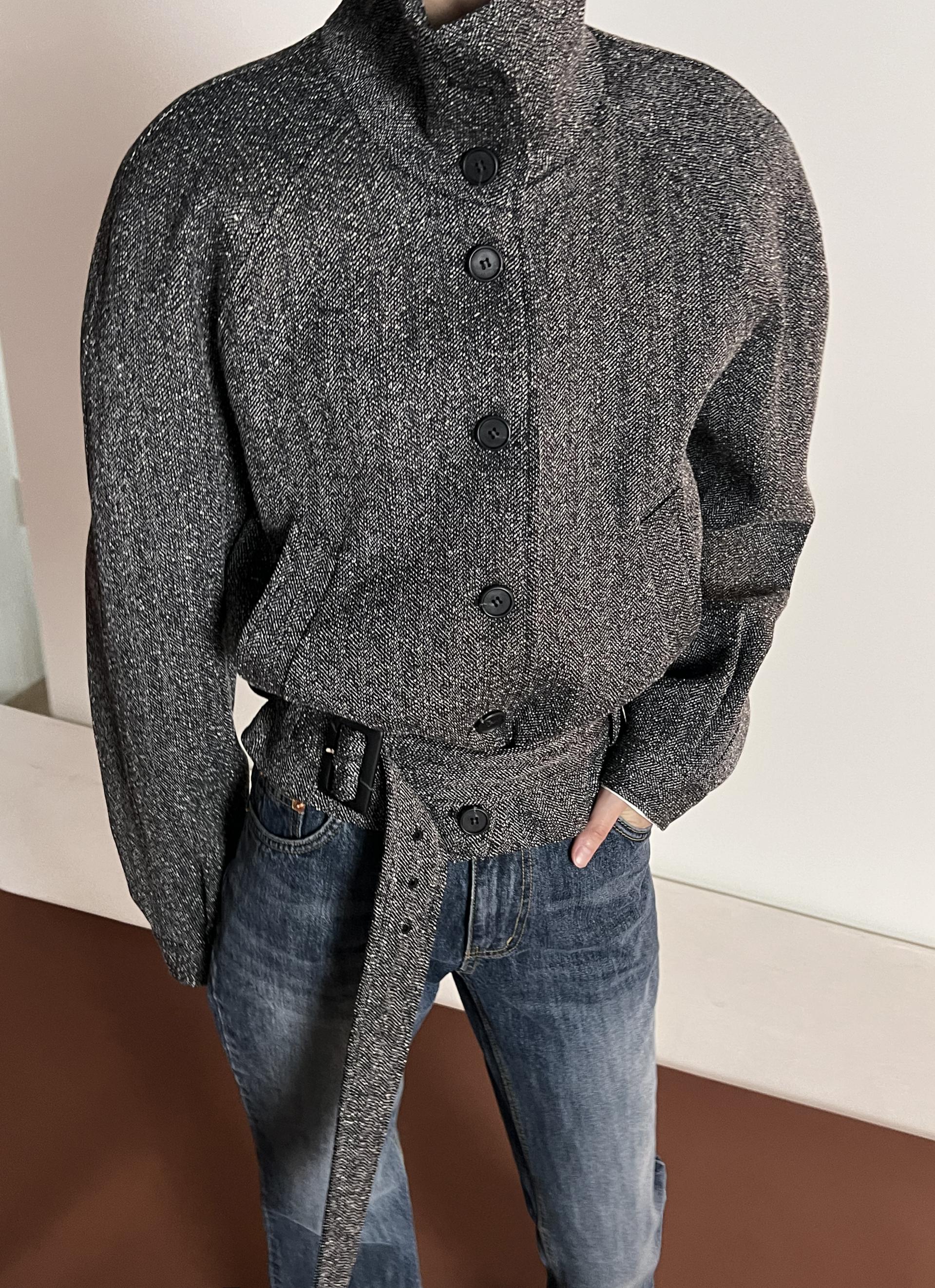 HERRINGBONE BELT JACKET
