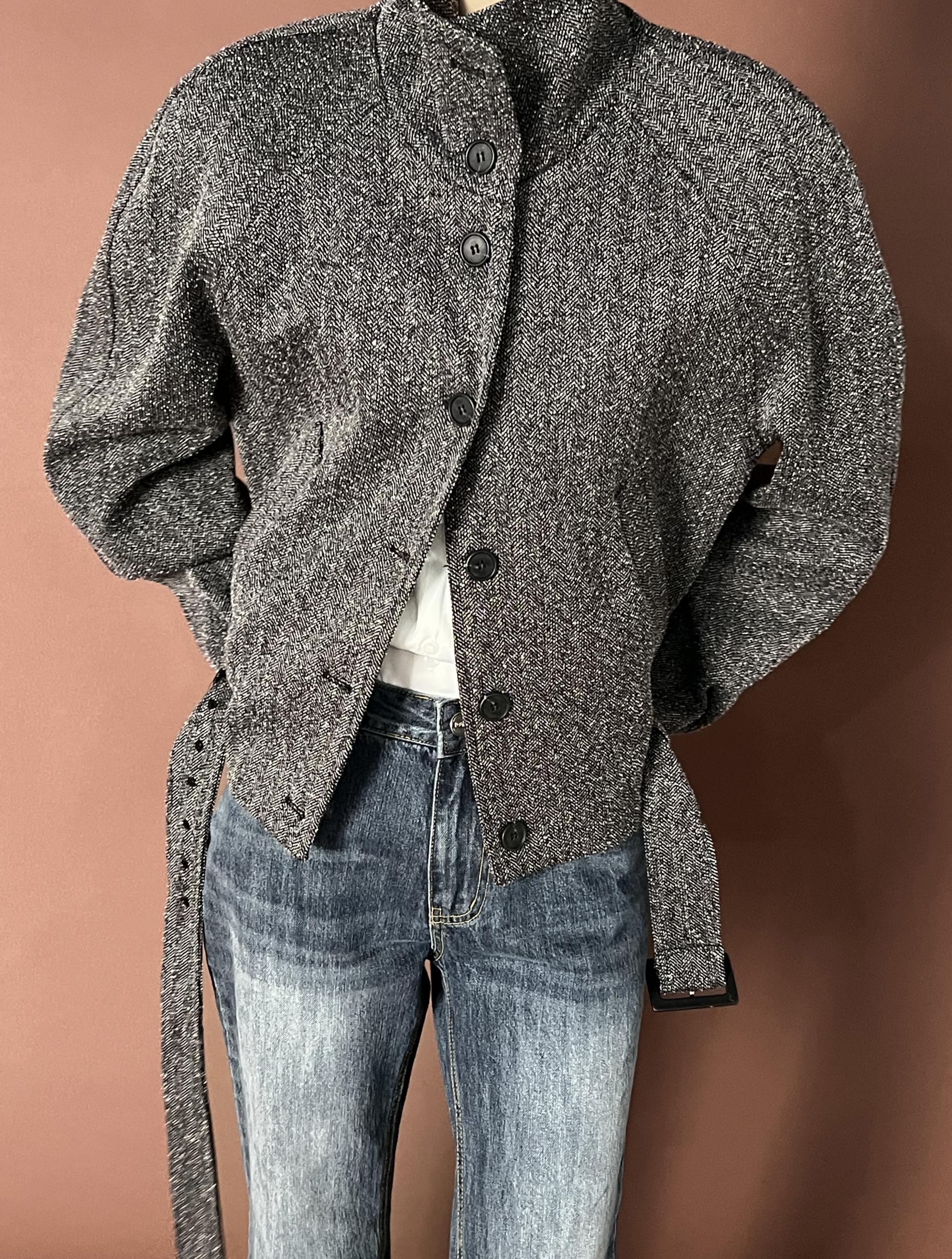 HERRINGBONE BELT JACKET
