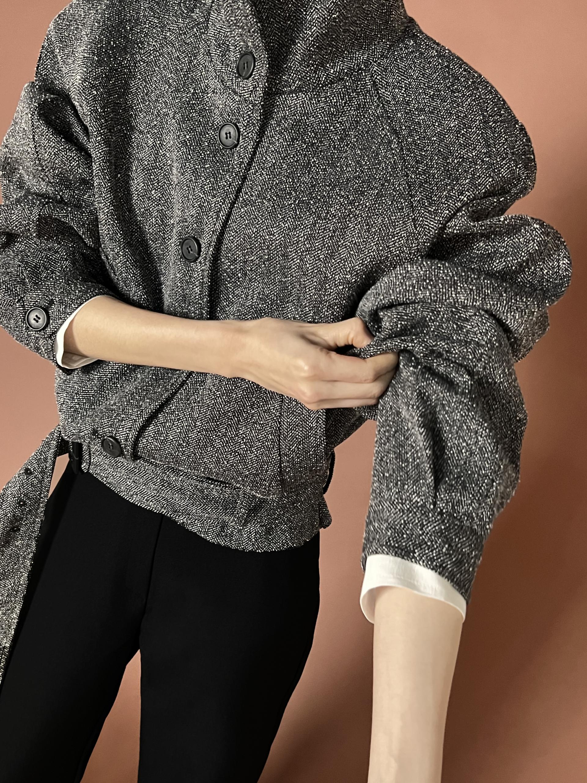 HERRINGBONE BELT JACKET