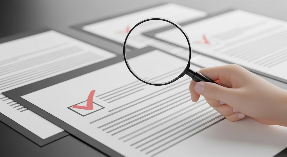 최종 디자인 검수와 오타 체크를 하는 모습