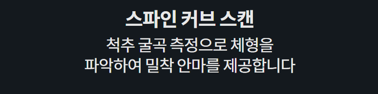 스파인 커브 스캔 척추 굴곡 측정으로 체형을 파악하여 밀착 안마를 제공합니다