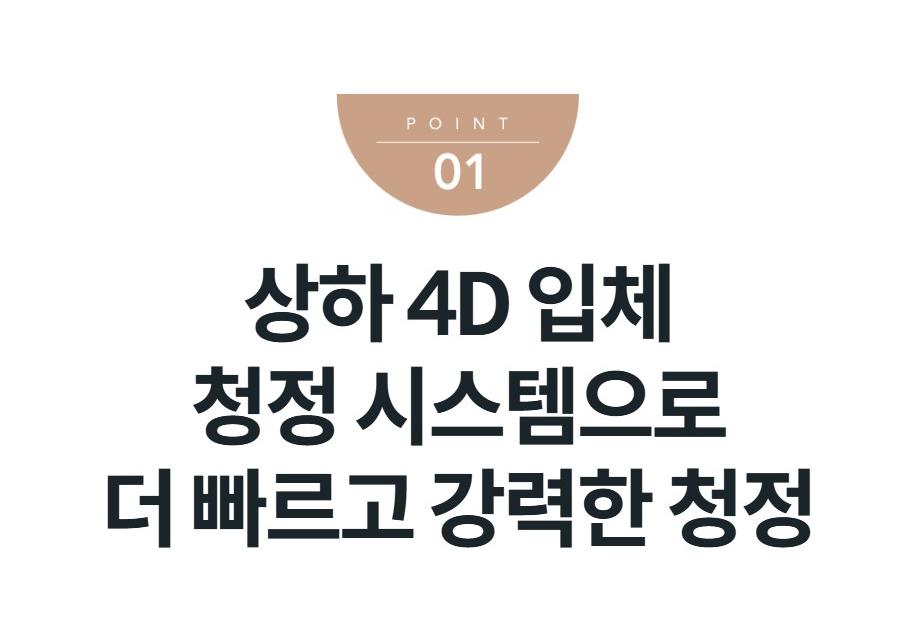 상하 4D 입체 청정 시스템으로 더 빠르고 강력한 청정