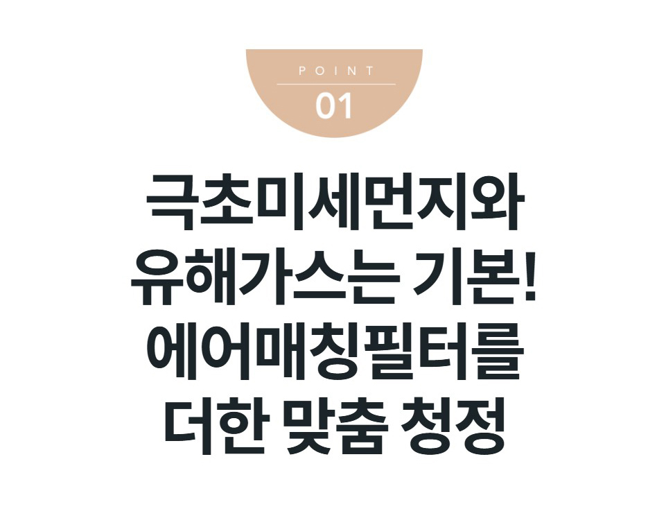 극초미세먼지와 유해가스는 기본! 에어매칭필터를 더한 맞춤 청정
