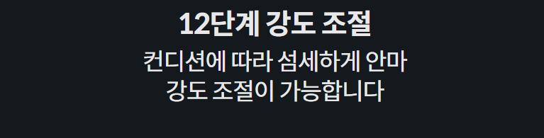 12단계 강도 조절 컨디션에 따라 섬세하게 안마 강도 조절이 가능합니다