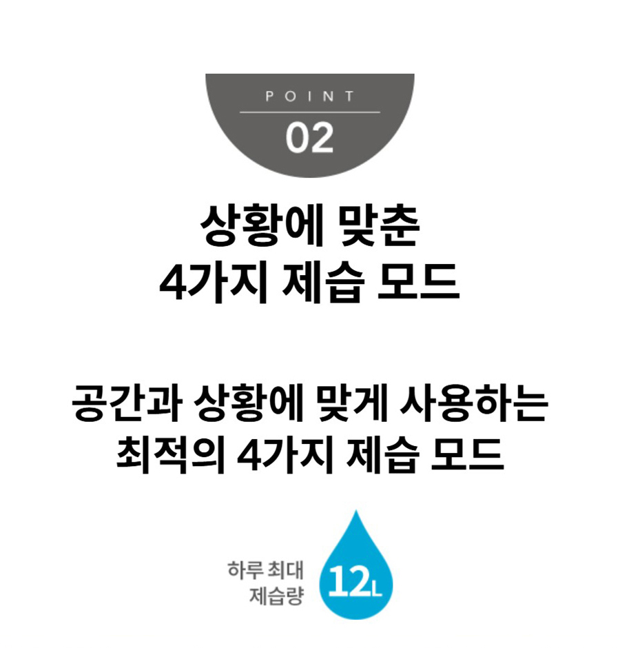 상황에 맞춘 4가지 제습 모드 공간과 상황에 맞게 사용하는 최적의 4가지 제습 모드