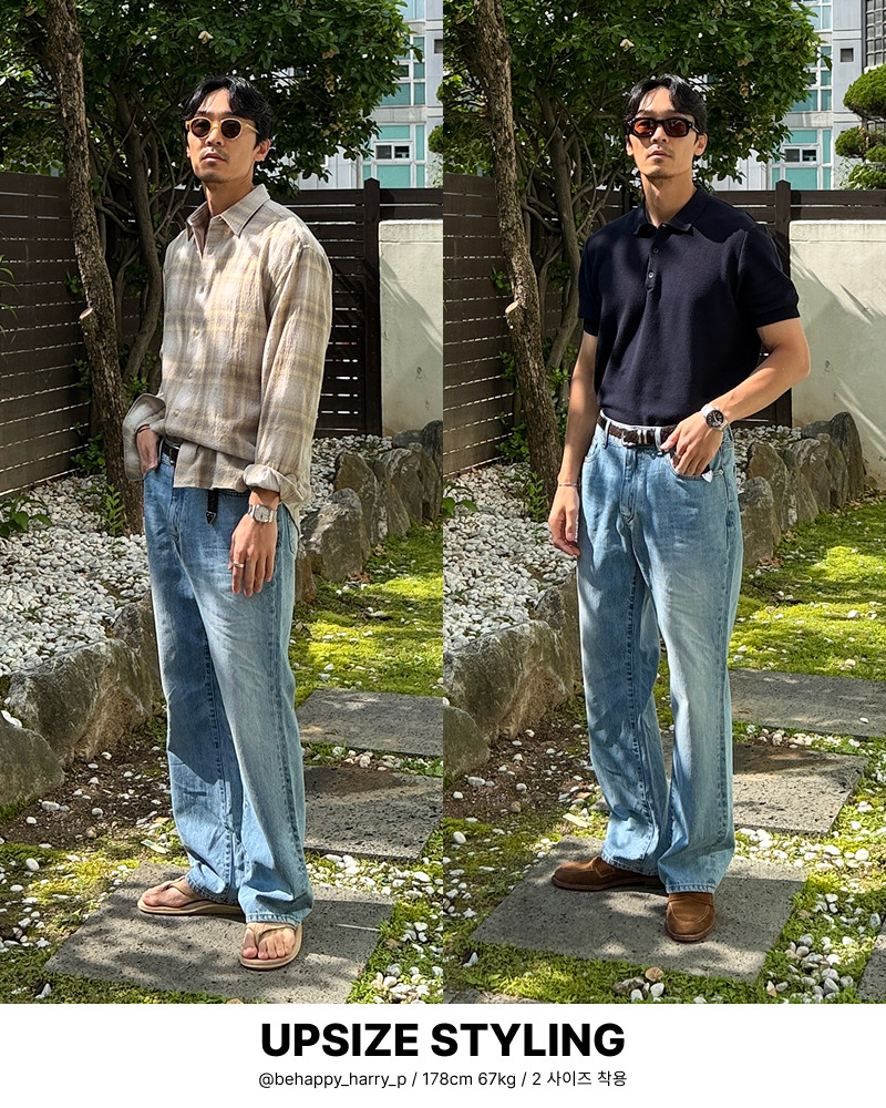 [더가이즈&블랭크맨션] 해피해리 x 더가이즈 블리치 워시드 레귤러 부츠컷 데님