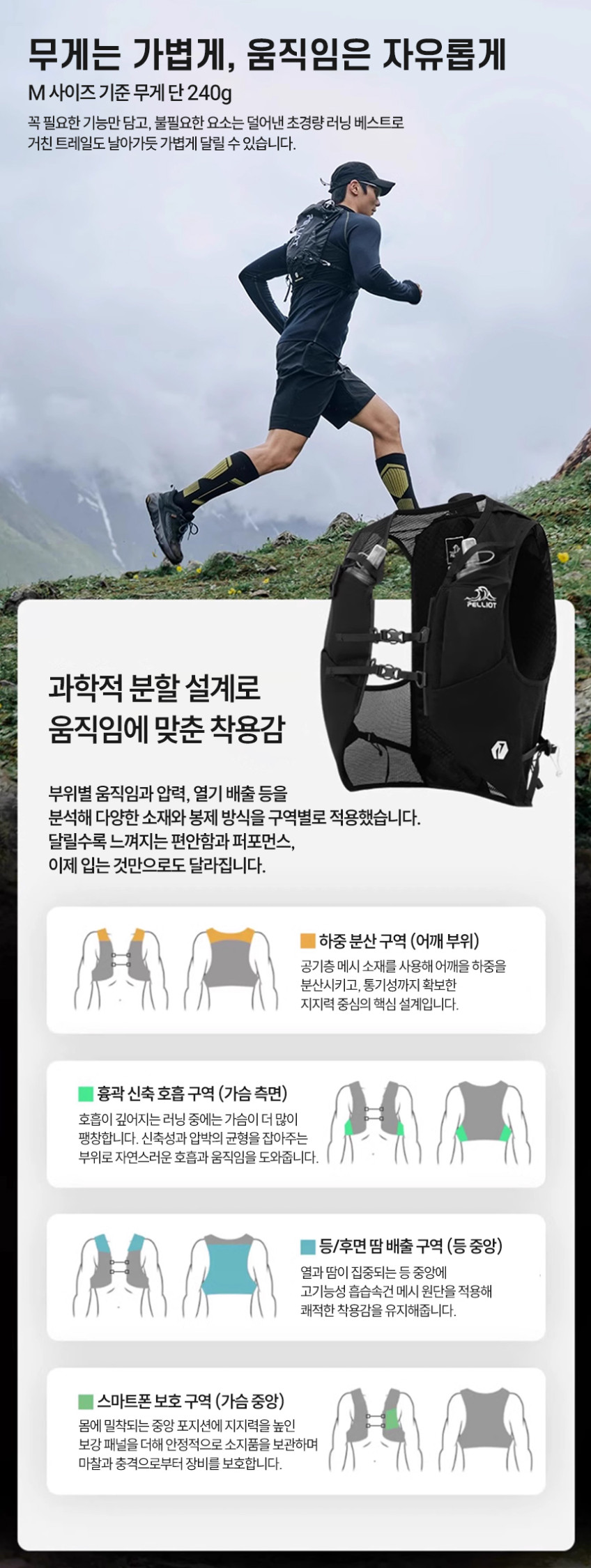 [펠리엇]퍼포먼스 R-Pro Vest 경량 러닝 베스트 백팩 10L 164025003