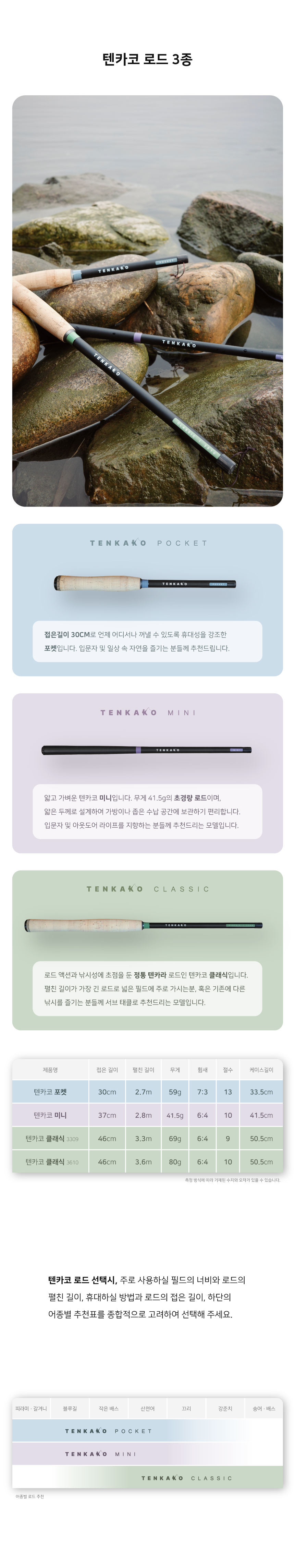 [텐카코]포켓 텐카라 낚시대 계곡 낚시 캠핑 플라이낚시