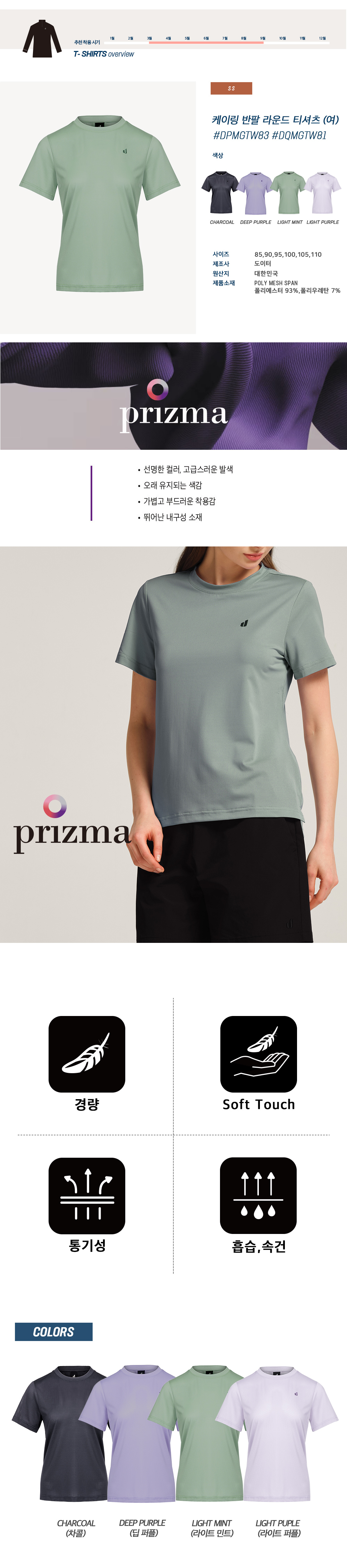 [도이터]케이링 PRIZMA 반팔 라운드 티셔츠(여) LIGHT MINT