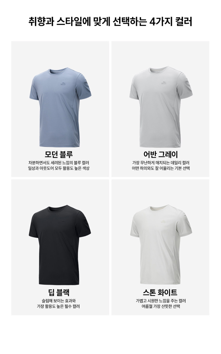 [펠리엇] 오로라에어쿨UV 항균 흡습속건 자외선차단 기능성 반팔티 러닝최적화 남성용 116215060