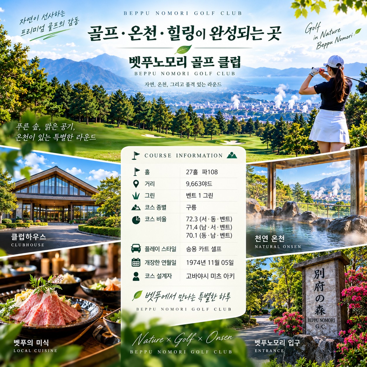 ⛳온천도시 벳푸 시티 호텔 3색 골프<3박4일>⛳
