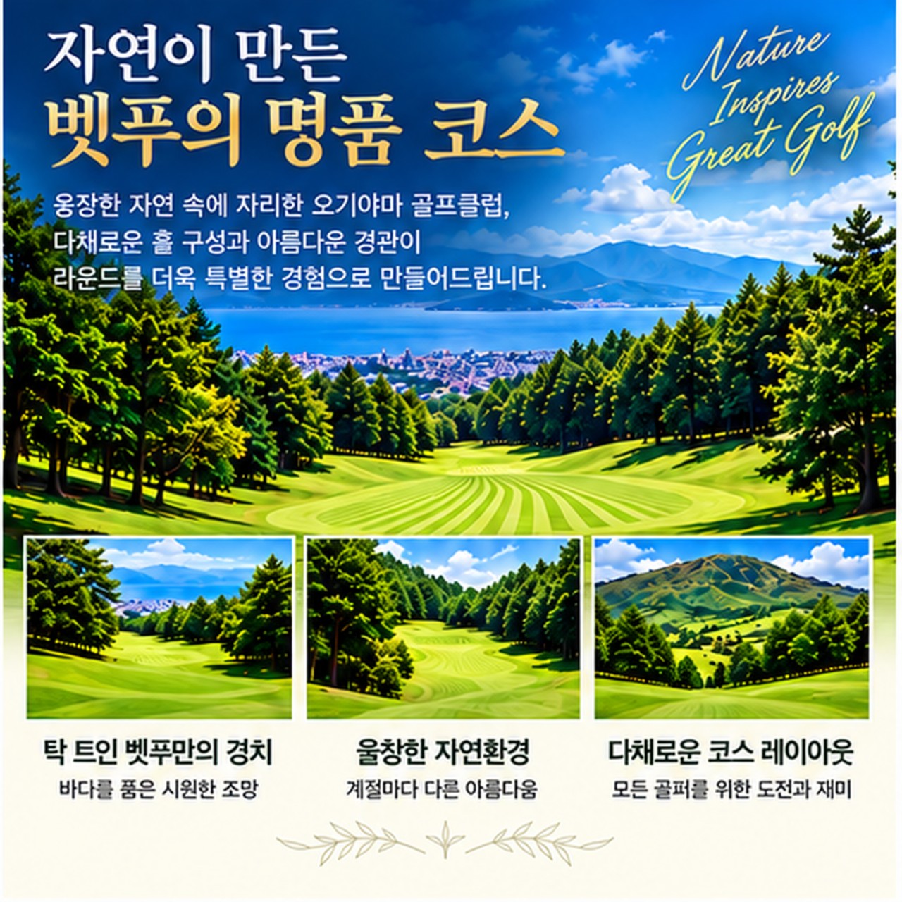 ⛳온천도시 벳푸 시티 호텔 3색 골프<3박4일>⛳