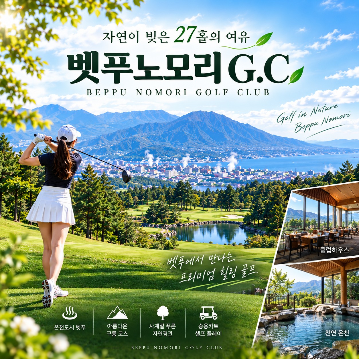 ⛳온천도시 벳푸 시티 호텔 3색 골프<3박4일>⛳