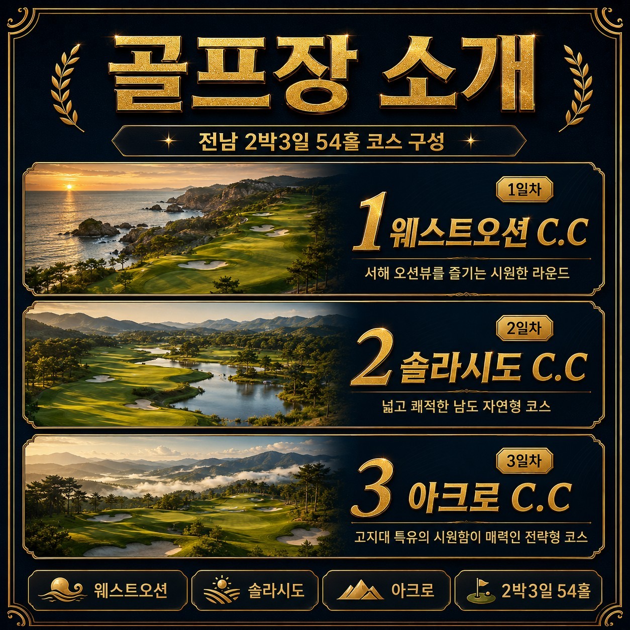 ⛳️전남 2박3일 골프휴가 특가 📅7월~8월 매주 월,화,수 출발