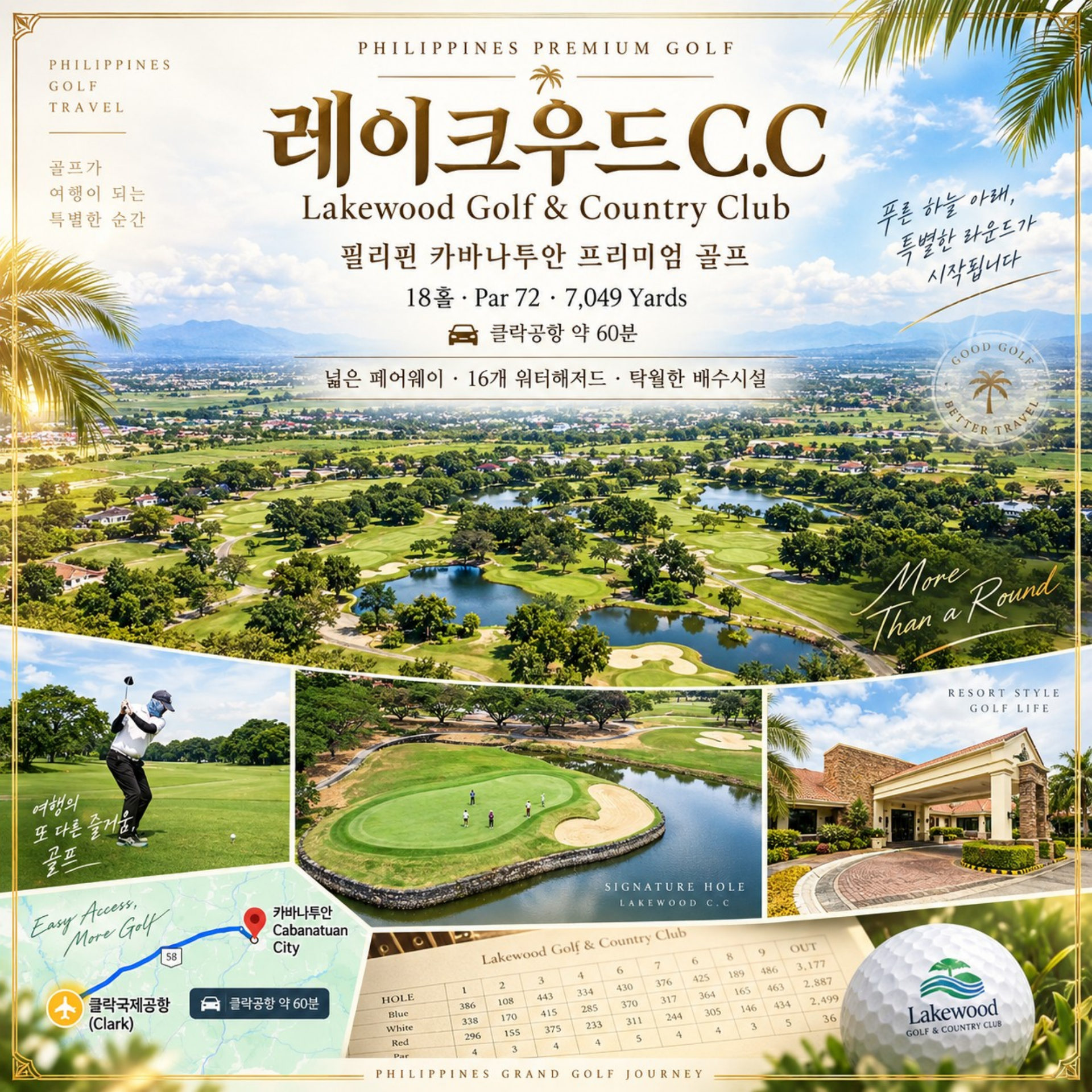 🌴 필리핀 클락 레이크우드 C.C 무제한 골프 <3박5일>