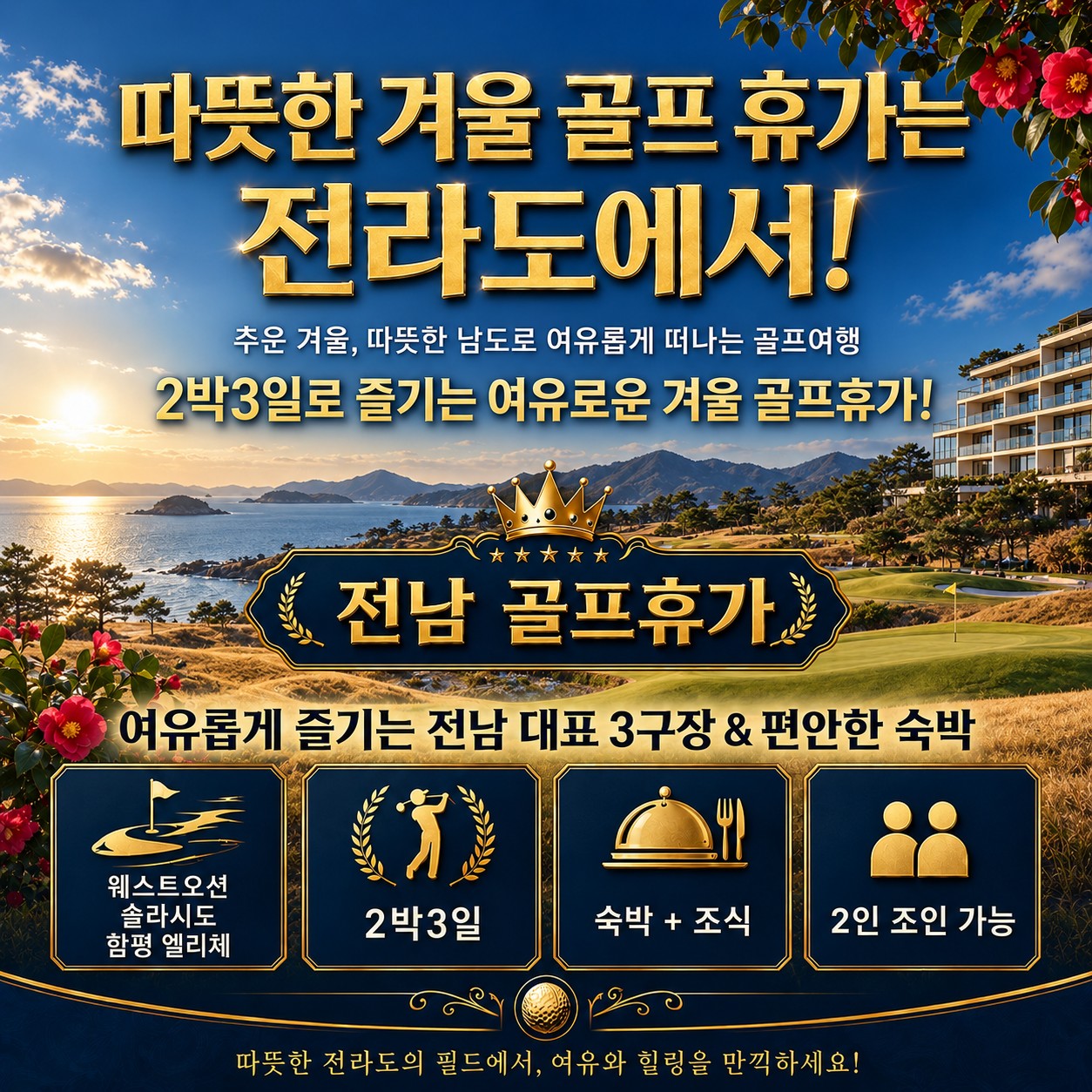 ⛳️[홀인원 1억상금] 전남 2박 3일 54홀 골프 휴가 동계 특가