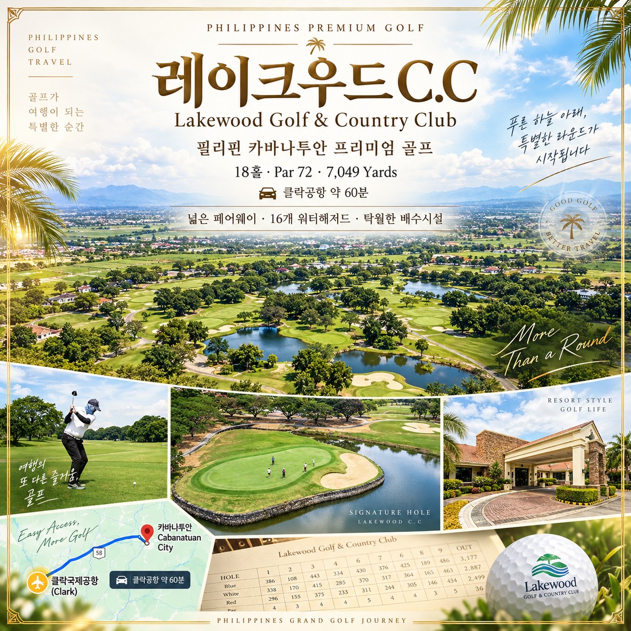 🌴 필리핀 클락 레이크우드 C.C 무제한 골프 <3박5일>