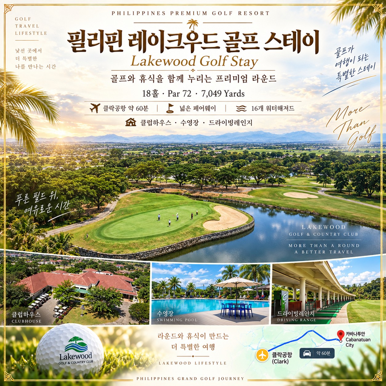 🌴 필리핀 클락 레이크우드 C.C 무제한 골프 <3박5일>