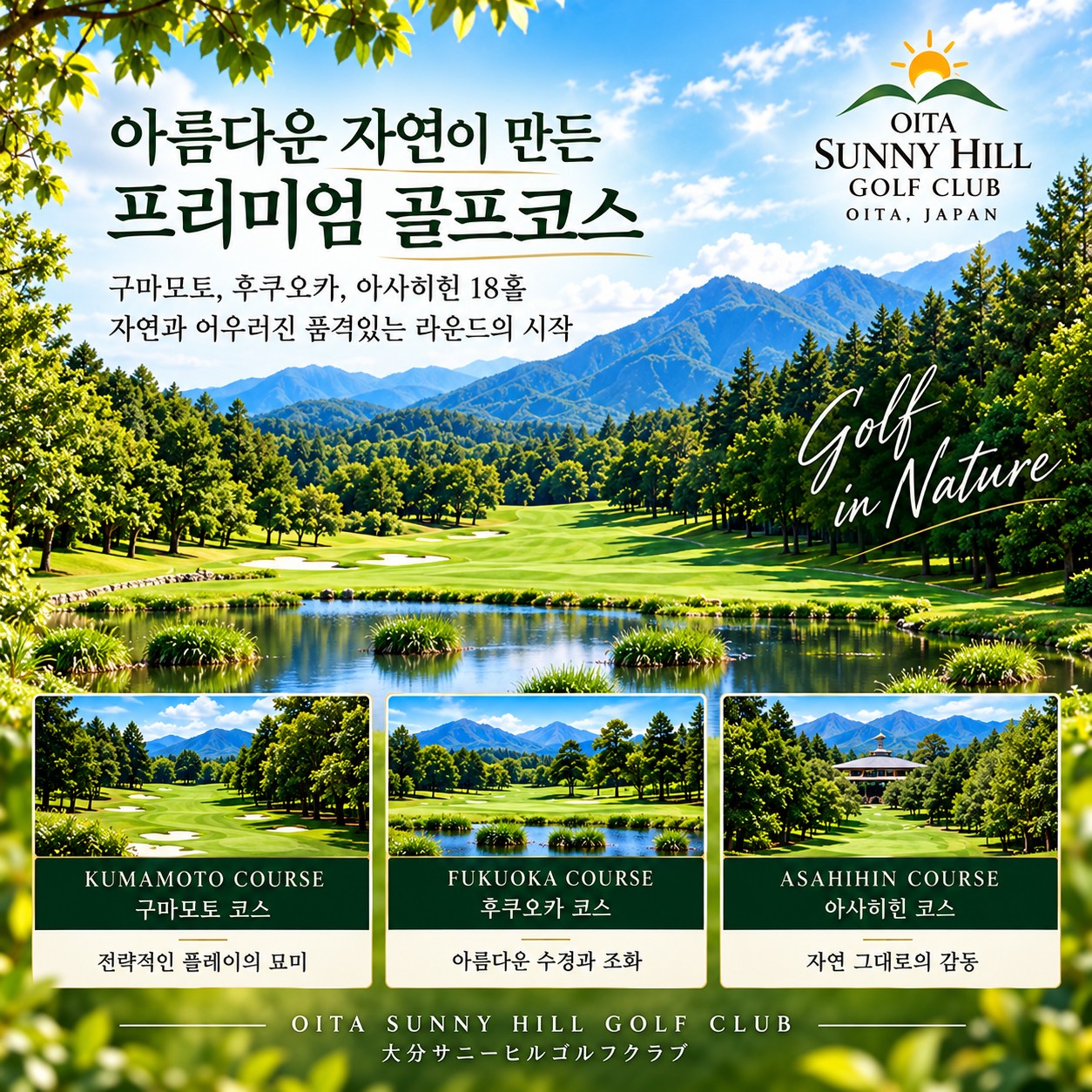 ⛳온천도시 벳푸 시티 호텔 3색 골프<3박4일>⛳
