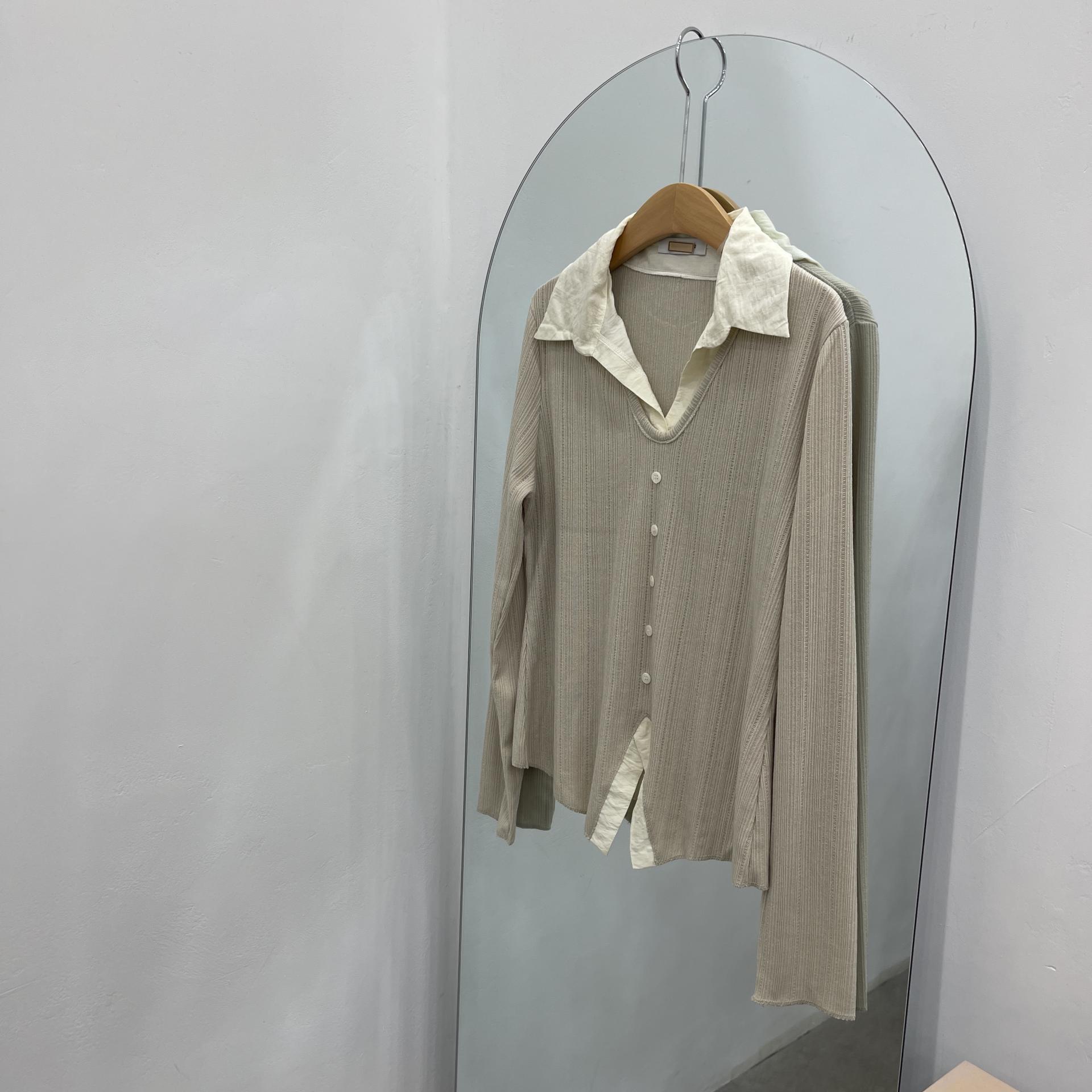 (2사이즈)포니 카라 골지T-3color