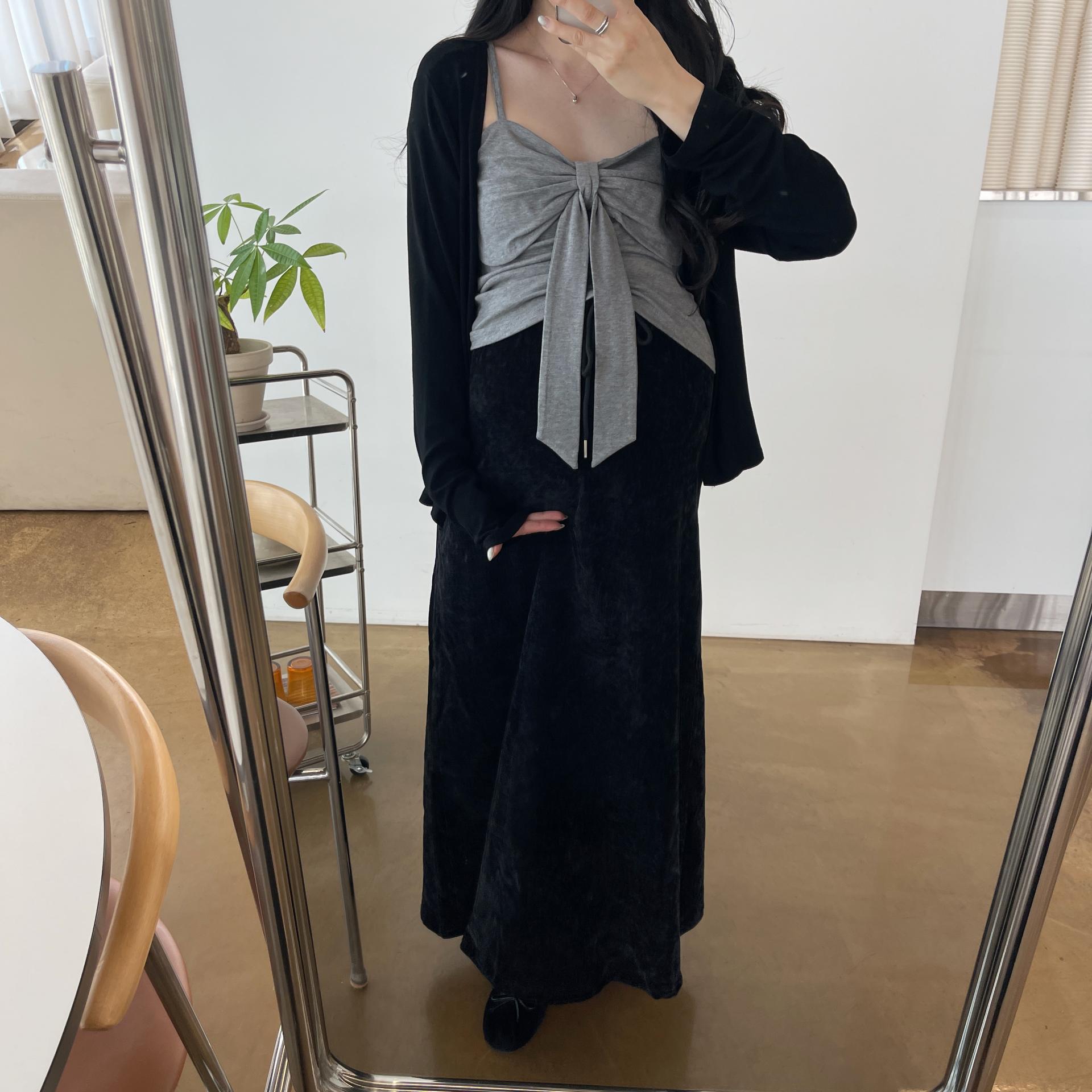 (2사이즈)[set]가디건+리본끈나시-2color