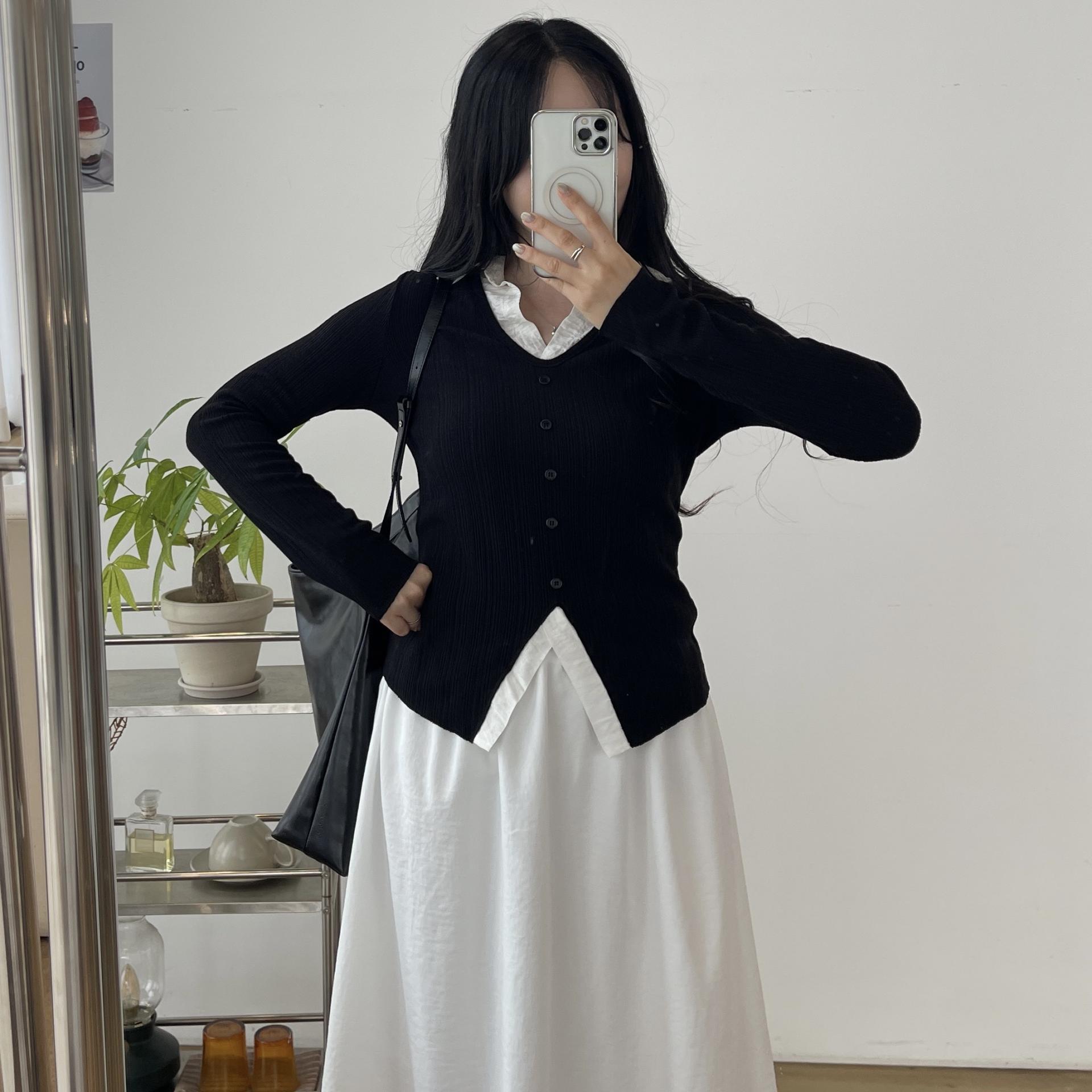 (2사이즈)포니 카라 골지T-3color