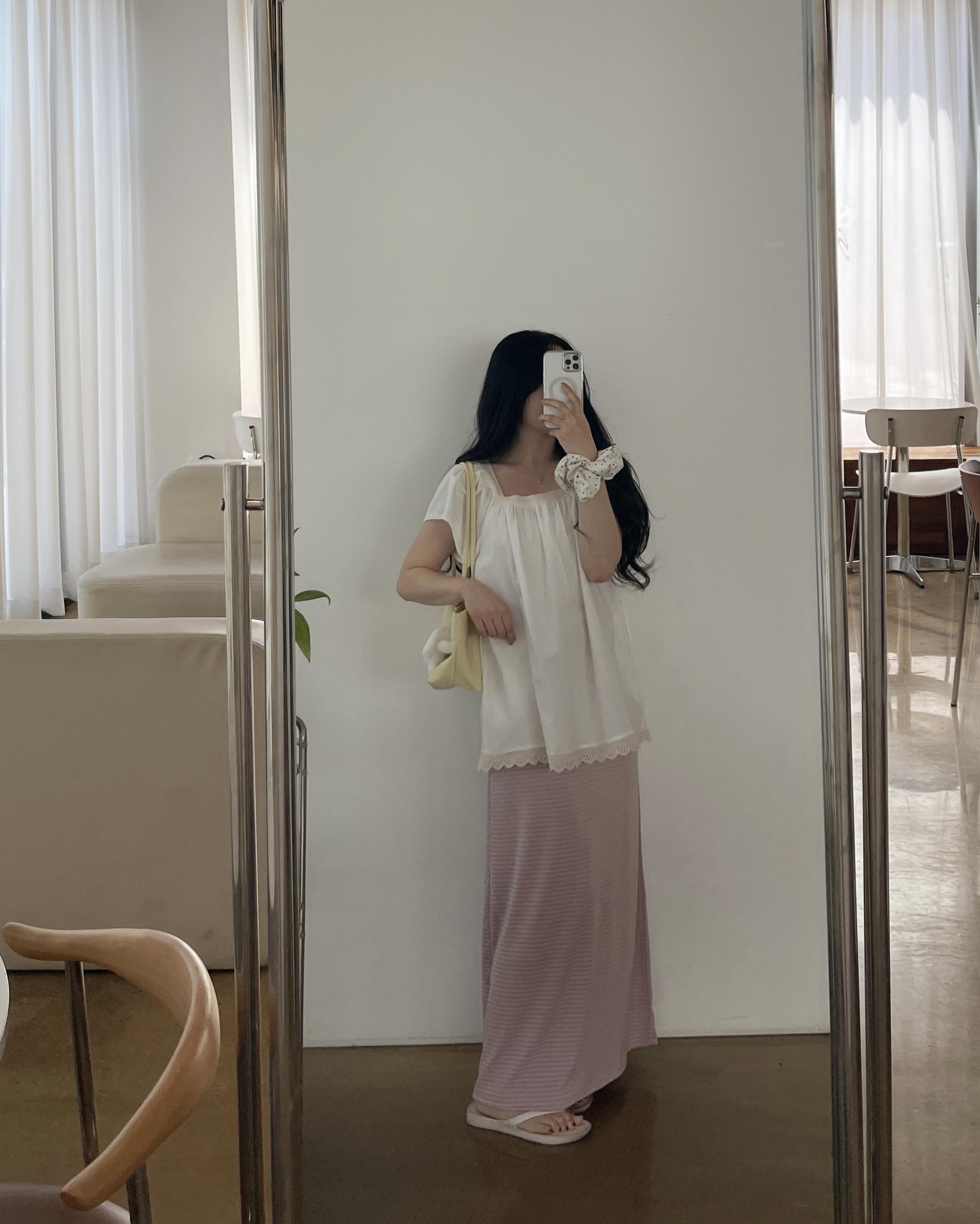 캘리 레이스 롱 스퀘어BL-아이보리