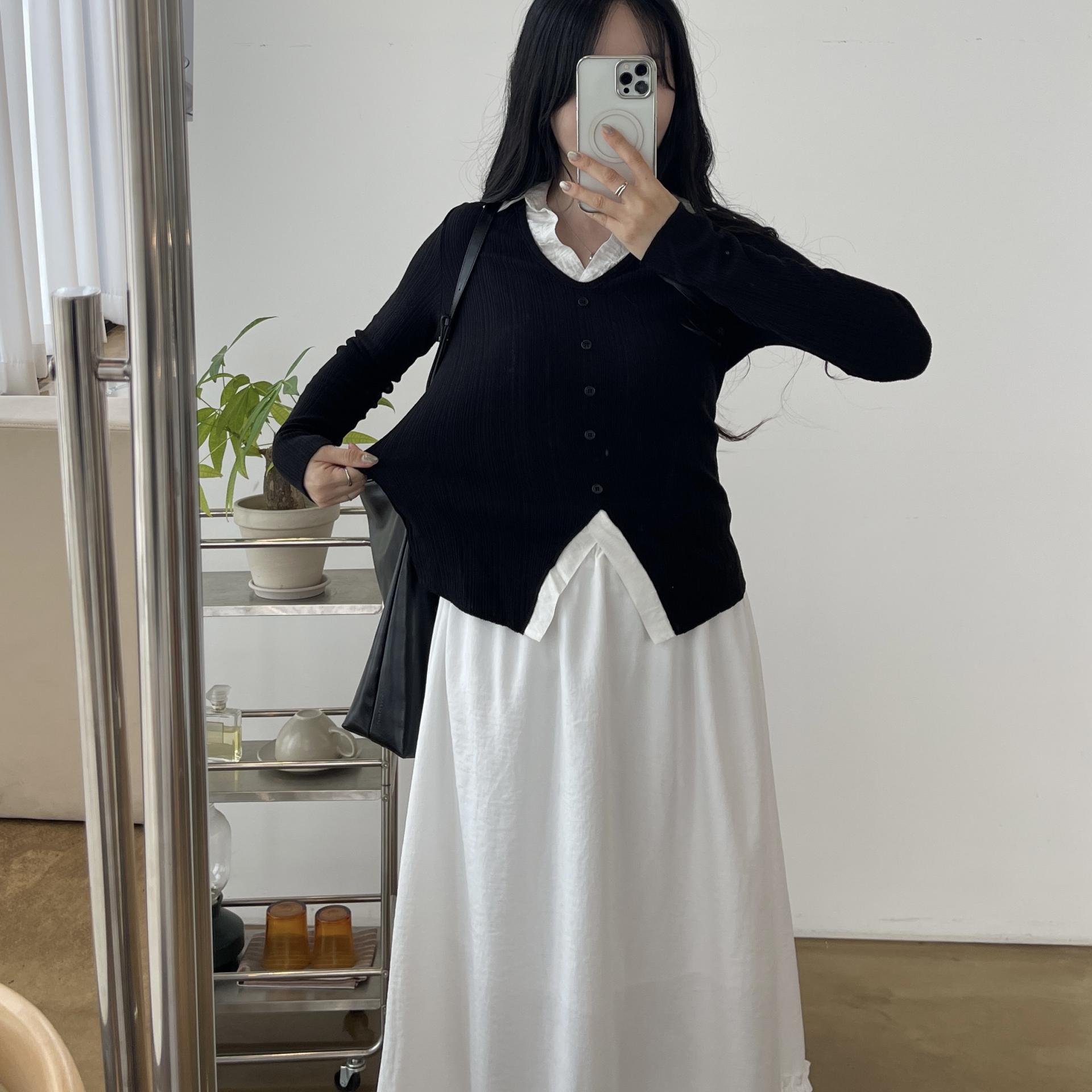 (2사이즈)포니 카라 골지T-3color