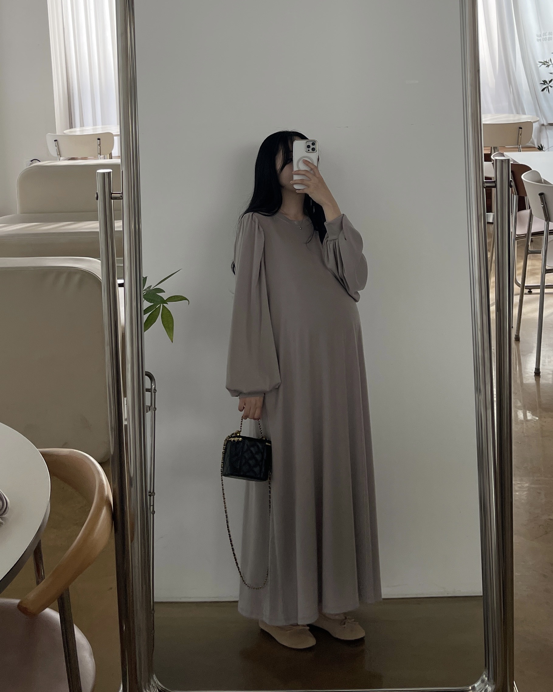 (숄스카프SET)레이지 퍼프 롱원피스-2color