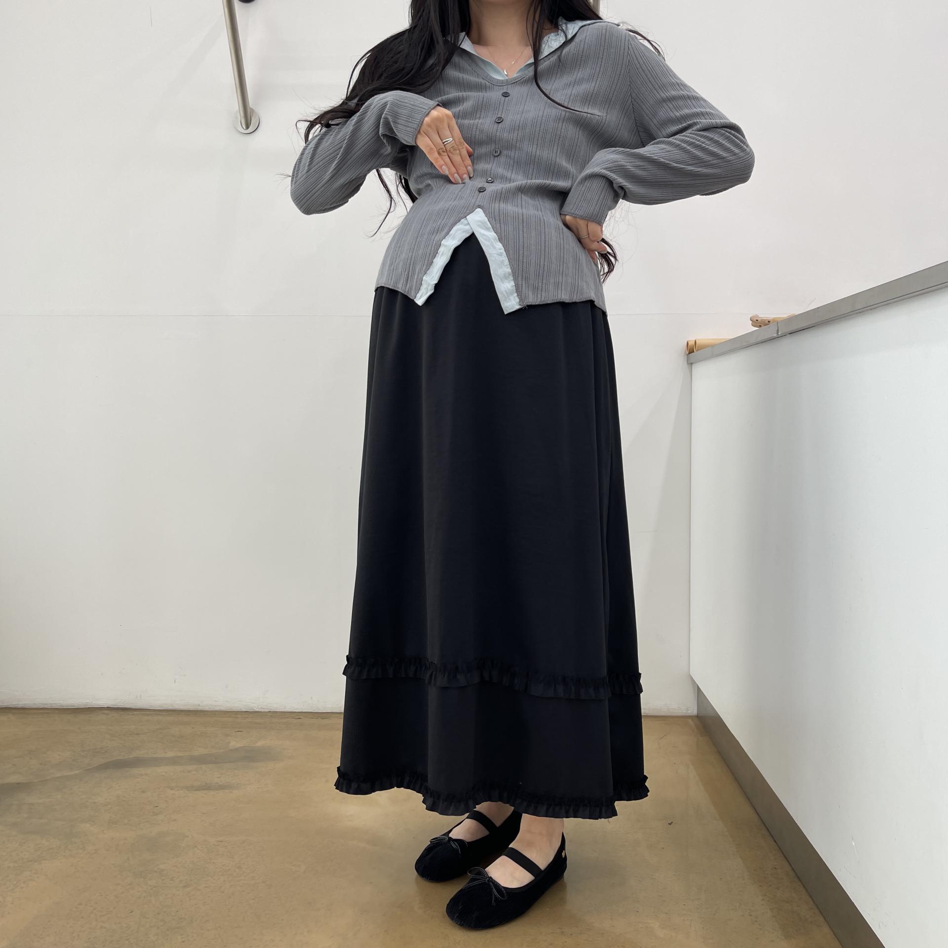 (2사이즈)포니 카라 골지T-3color
