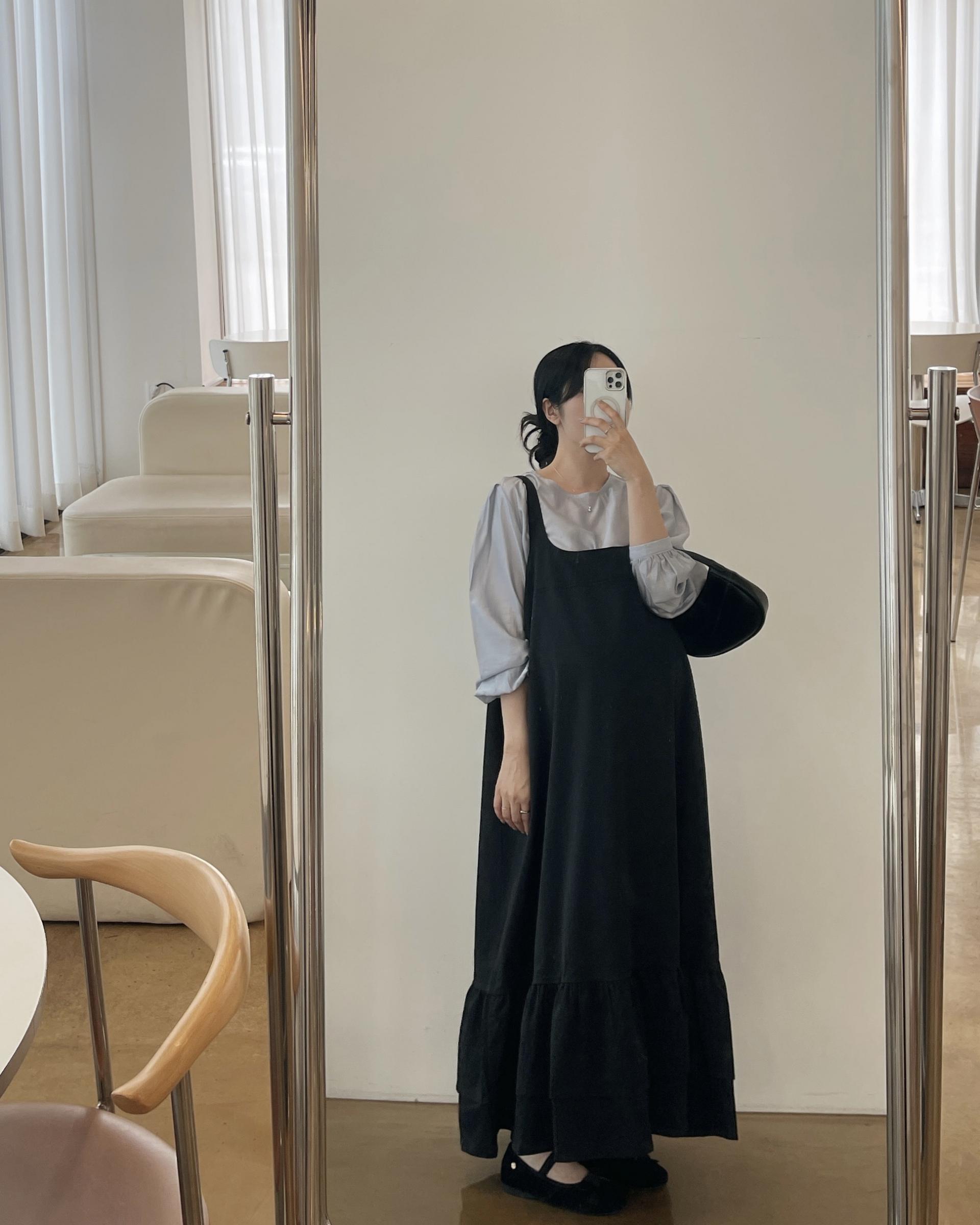 이중프릴멜빵원피스-2color
