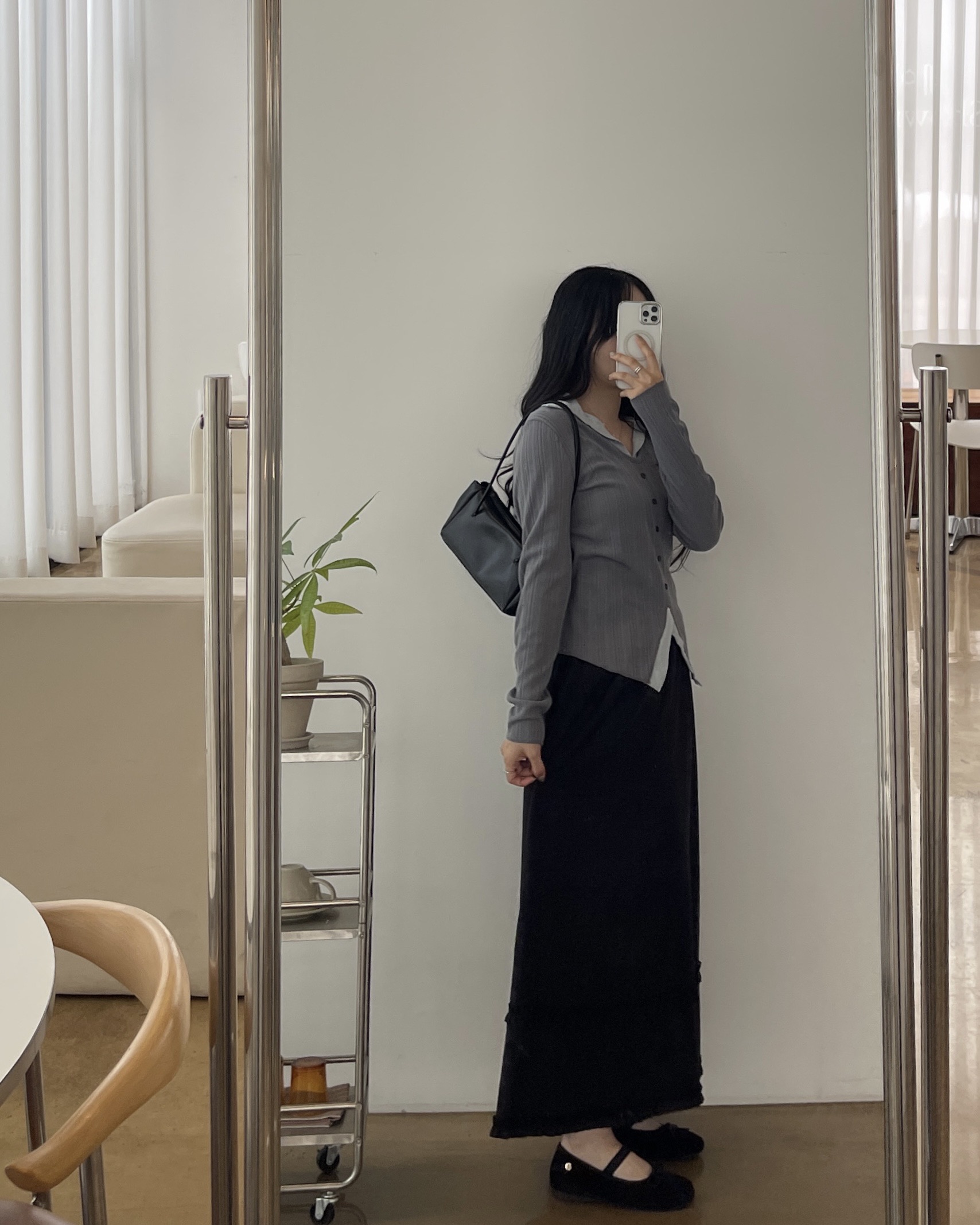(2사이즈)포니 카라 골지T-3color