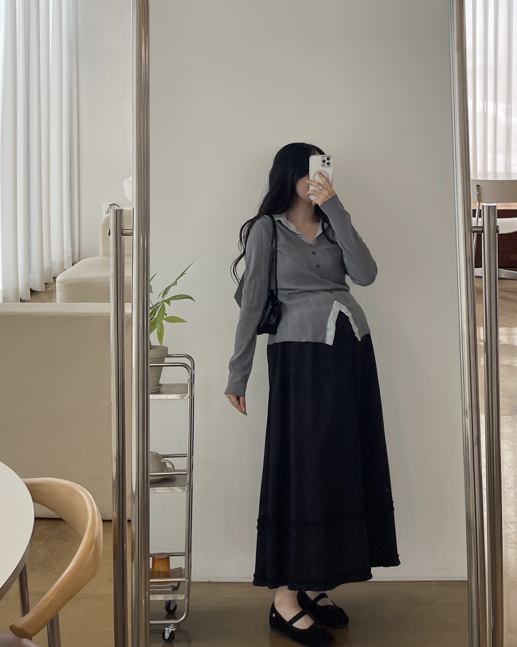 (2사이즈)포니 카라 골지T-3color