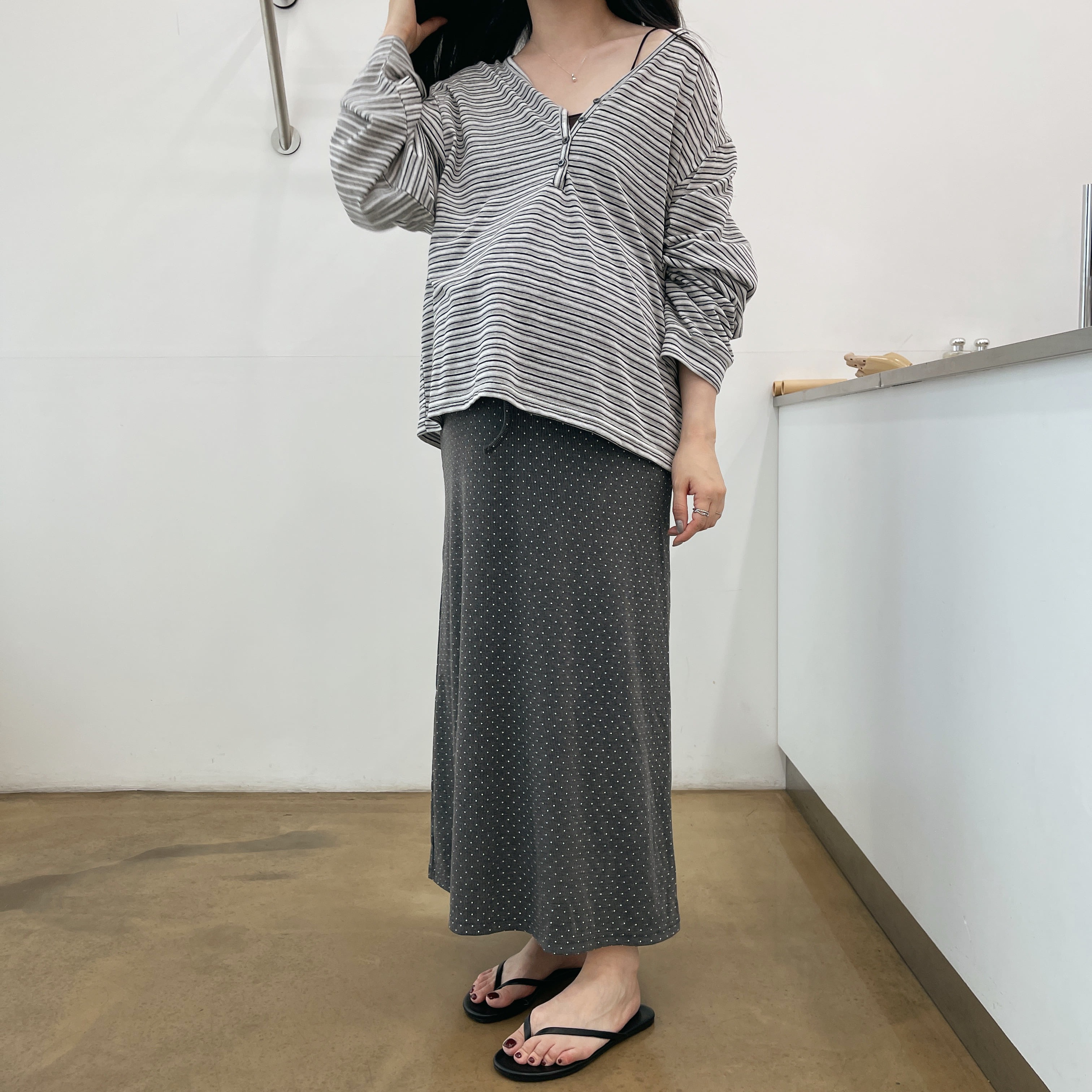 (롱)골지 도트 스트링SK-3color