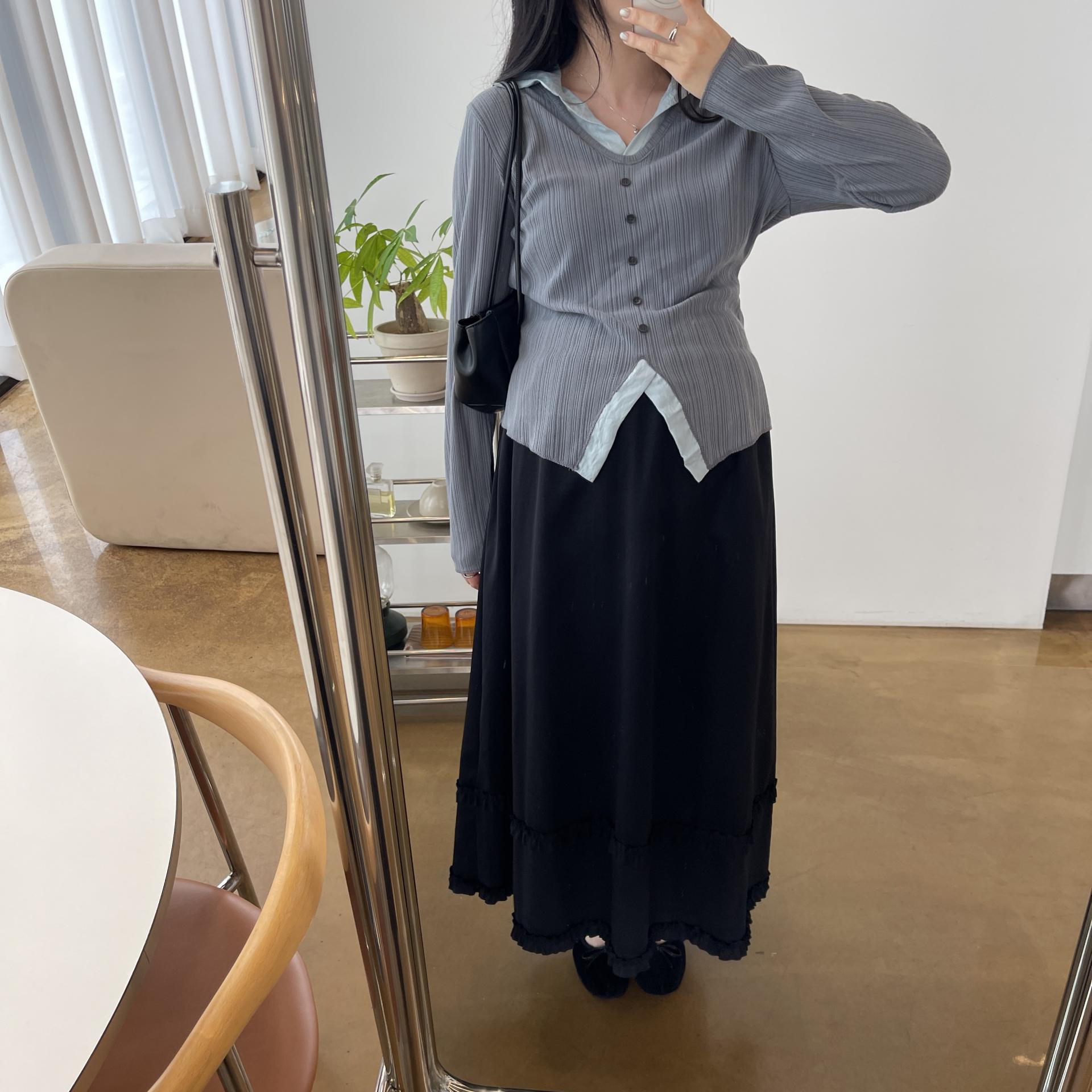 (2사이즈)포니 카라 골지T-3color