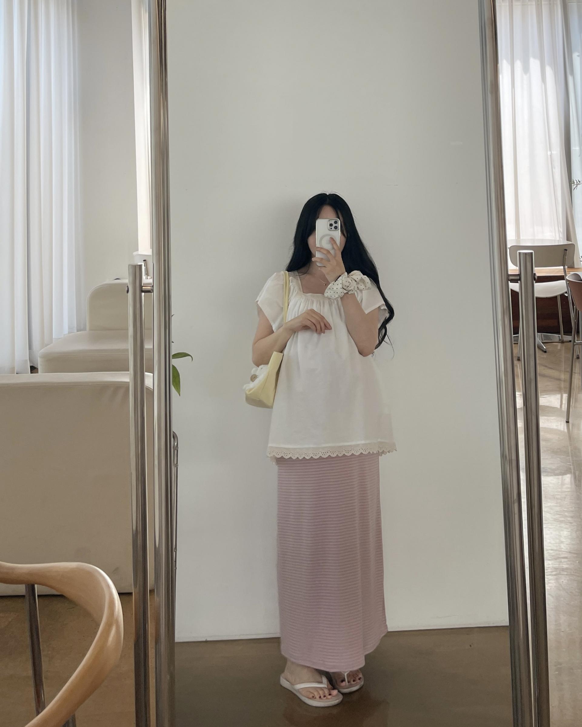 캘리 레이스 롱 스퀘어BL-아이보리