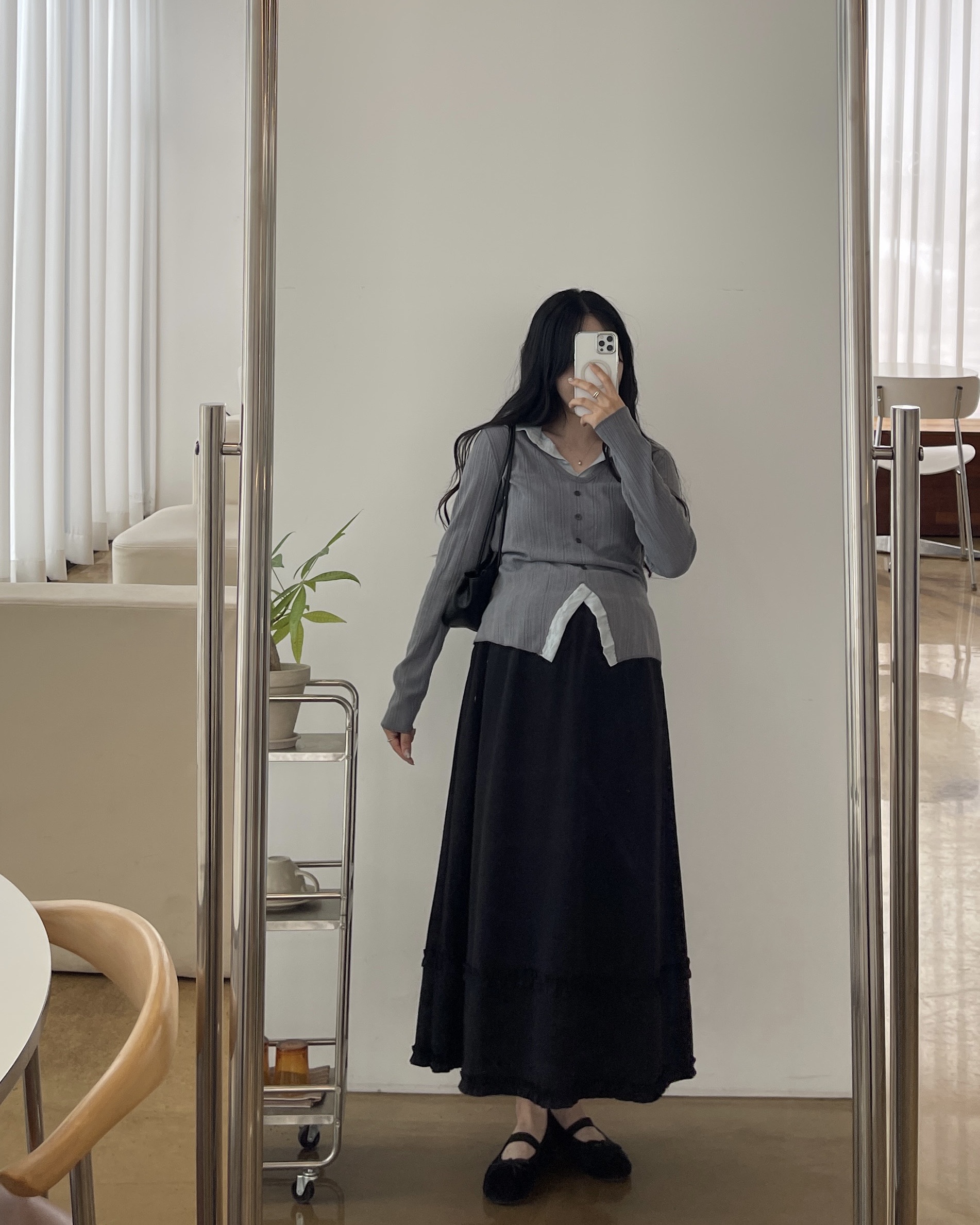 (2사이즈)포니 카라 골지T-3color