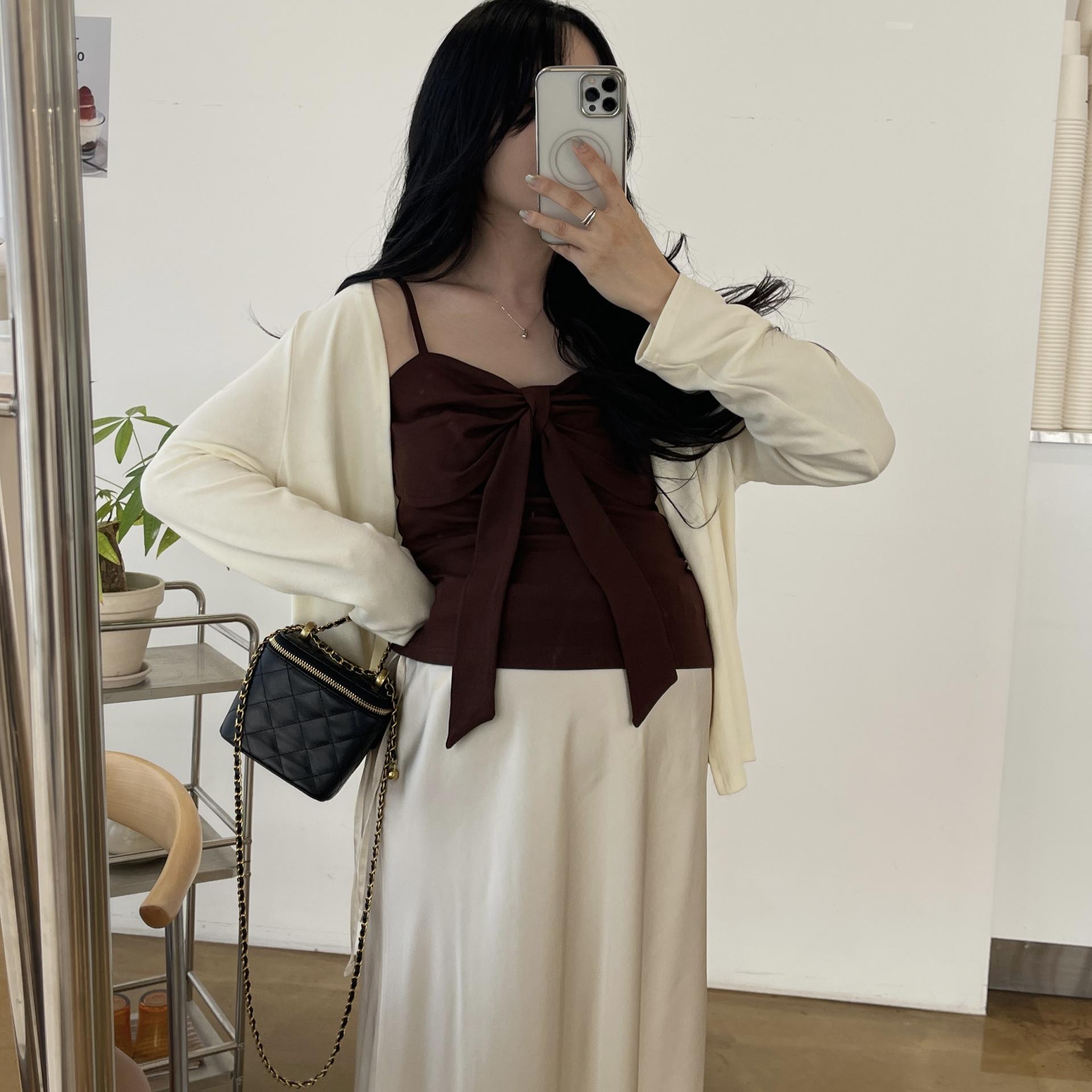 (2사이즈)[set]가디건+리본끈나시-2color