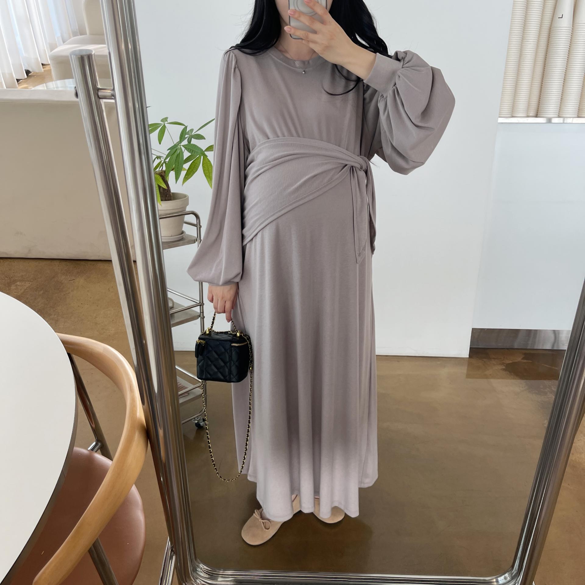 (숄스카프SET)레이지 퍼프 롱원피스-2color