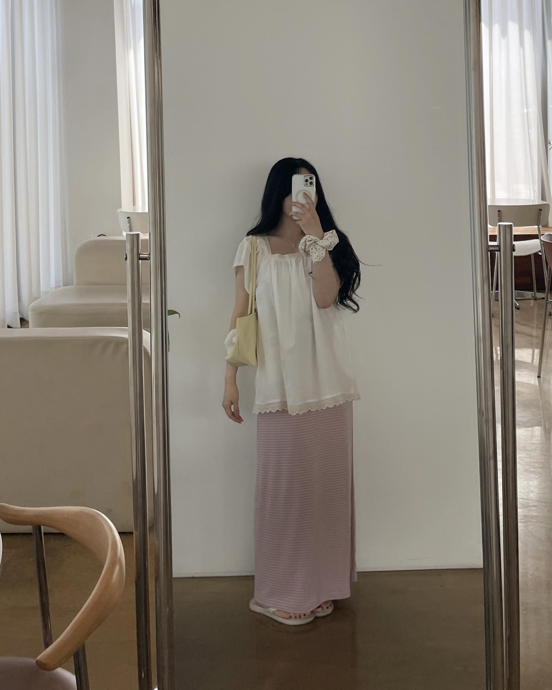 캘리 레이스 롱 스퀘어BL-아이보리
