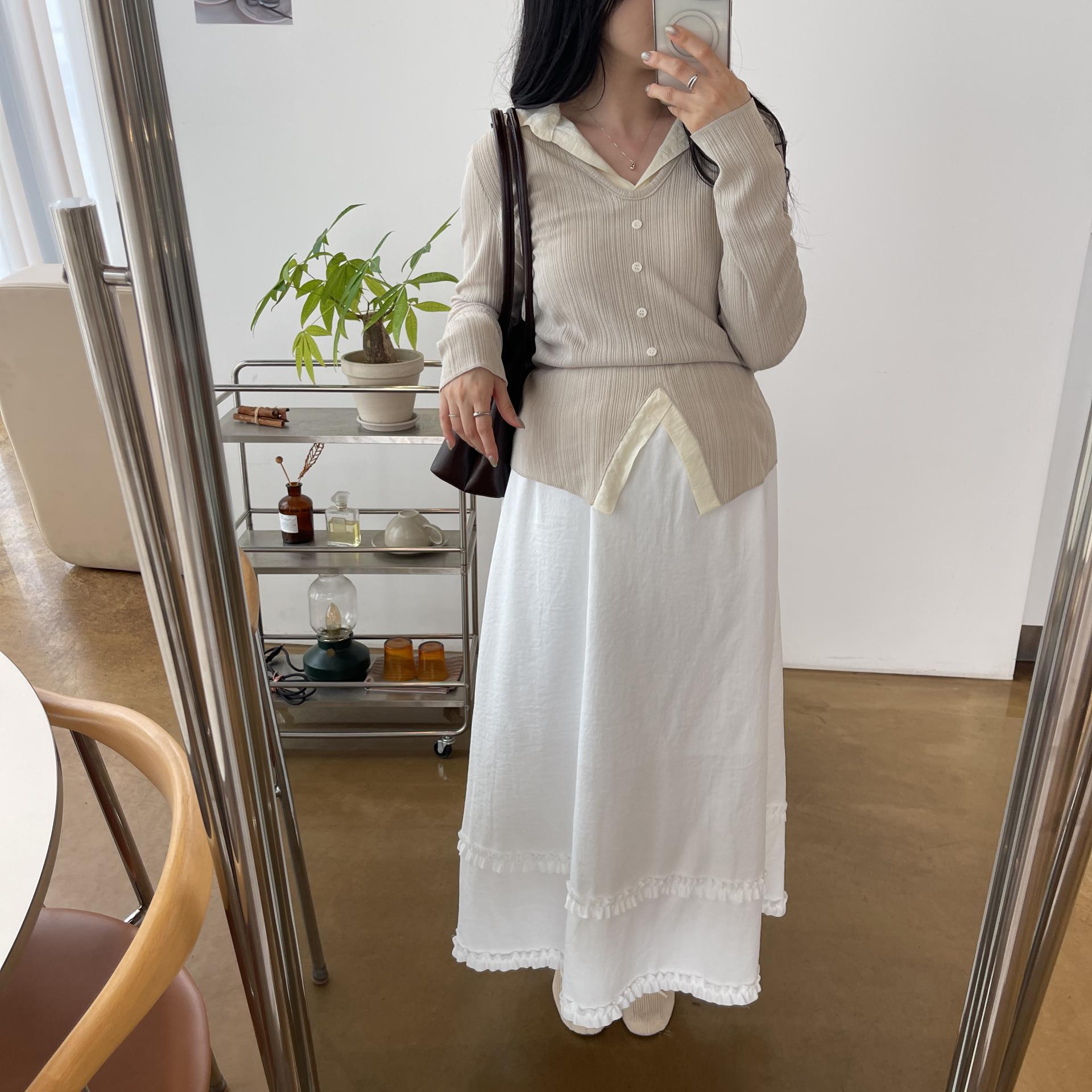 (2사이즈)포니 카라 골지T-3color
